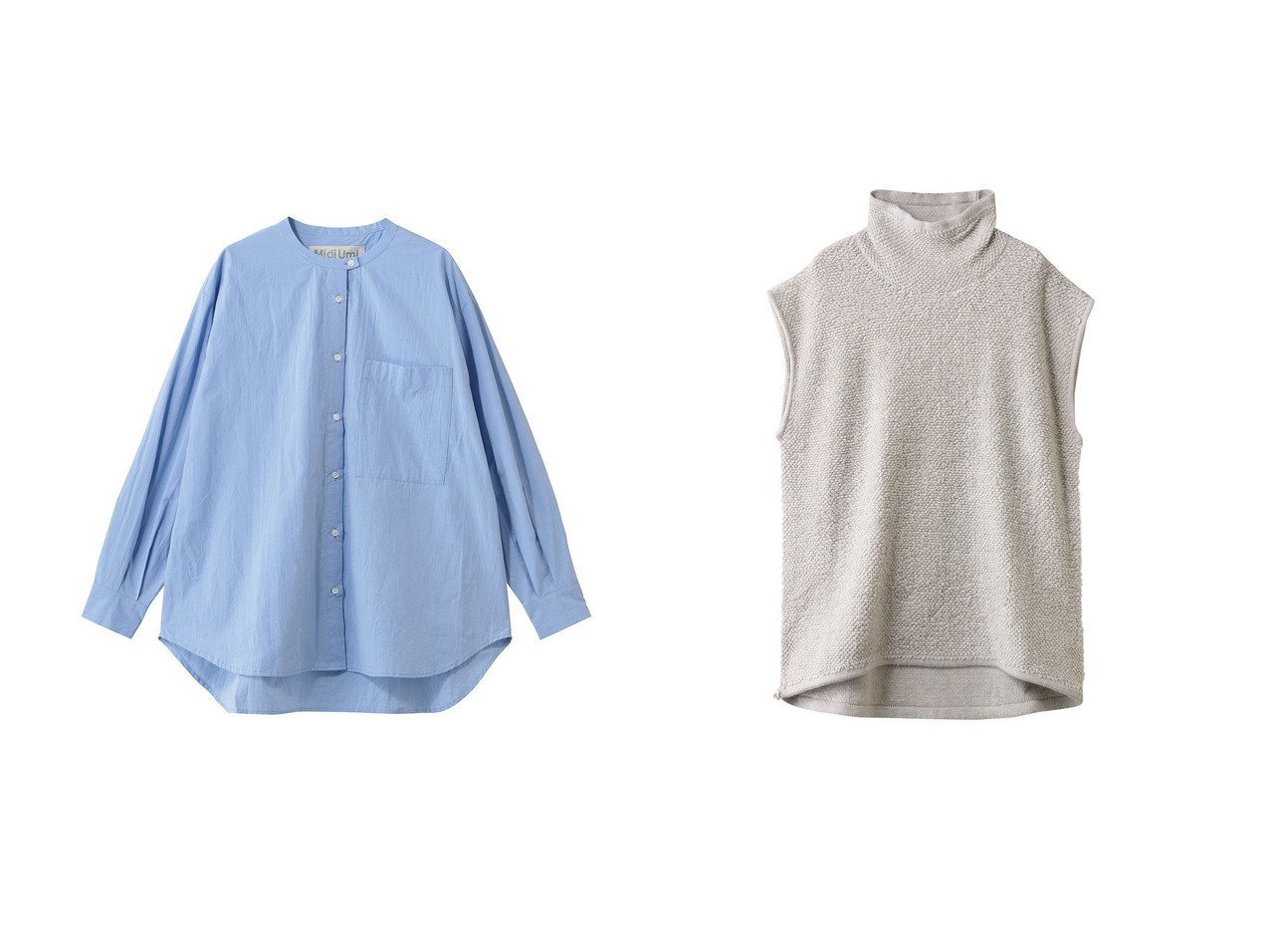 【ビッグシルエットが映えるスタンドカラーシャツとレイヤードを楽しむパイルボアベスト】MidiUmi(ミディウミ)の通販
 おすすめ人気トレンドファッション通販アイテム インテリア・キッズ・メンズ・レディースファッション・服の通販 founy(ファニー) 　ファッション　Fashion　レディースファッション　Fashion for Women　トップス・カットソー　Cut & Sew Tops　シャツ・ブラウス・オフィスカジュアル　Elegant Blouses & Button-Ups　ニット　Knit Tops & Sweaters　ベスト&ジレ / 重ね着スタイル　Vests & Gilets　カジュアルプルオーバー・ニットトップス　Pullovers & Knit Tops / Casual Pullovers　2026年　2026　スタンド　Stand Collar, Upright Stand　スラックス　Slacks, Dress Pants　スリーブ　Sleeve, Long Sleeve / Short Sleeve　デニム　Denim, Jeans Material　ビッグ　Big, Oversized　ポケット　Pocket, Pocket Detail　ロング　Long, Long-Length　夏　Summer　春　Spring　S/S・春夏　SS, Spring/Summer, Warm Season　シンプル　Simple, Minimal　ハイネック　High Neck, Mock Neck　ベスト　Vest, Waistcoat　モコモコ　Fuzzy, Fluffy　新作・新入荷　New Arrivals / New In　A/W・秋冬　Autumn/Winter　ホワイト系　White　ブルー系　Blue　イエロー系　Yellow　ブラウン系　Brown　グレー系　Gray　|ID:crp329100000226526