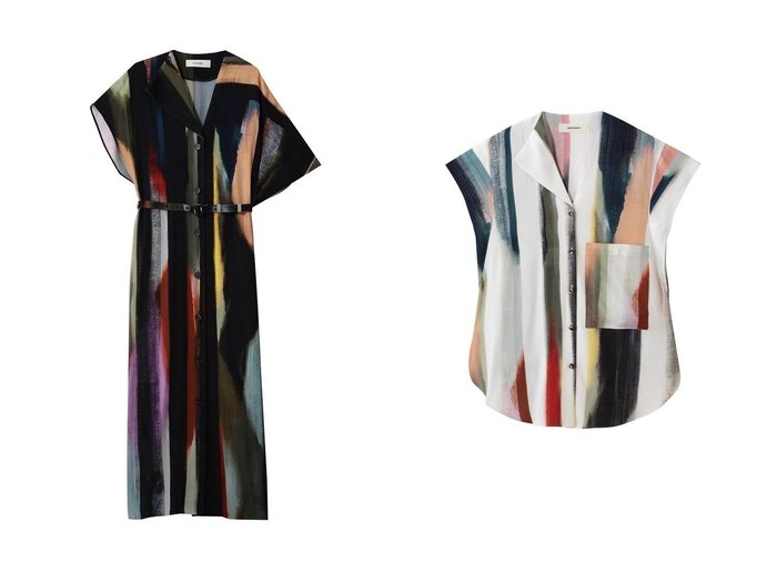 【アートのようなストライプが映える ショートスリーブシャツとドレープが美しいドレス】AKIRANAKA(アキラナカ)の通販
 おすすめ人気トレンドファッション通販アイテム 人気、トレンドファッション・服の通販 founy(ファニー) ファッション Fashion レディースファッション Fashion for Women ワンピース Dresses フォーマル・パーティードレス・結婚式用ドレス Elegant & Casual Dresses チュニック Tunic Tops & Dresses トップス・カットソー Cut & Sew Tops シャツ・ブラウス・オフィスカジュアル Elegant Blouses & Button-Ups 2026年 2026 アシンメトリー Asymmetrical Style グラフィック Graphic, Graphic Design ストライプ Stripe, Striped Pattern チュニック Tunic, Long Top ドレス Dress, One-Piece ドレープ Drape, Draping Fabric リュクス Luxury, Elegant, High-End, Chic ロング Long, Long-Length 夏 Summer 春 Spring S/S・春夏 SS, Spring/Summer, Warm Season |ID:crp329100000226531