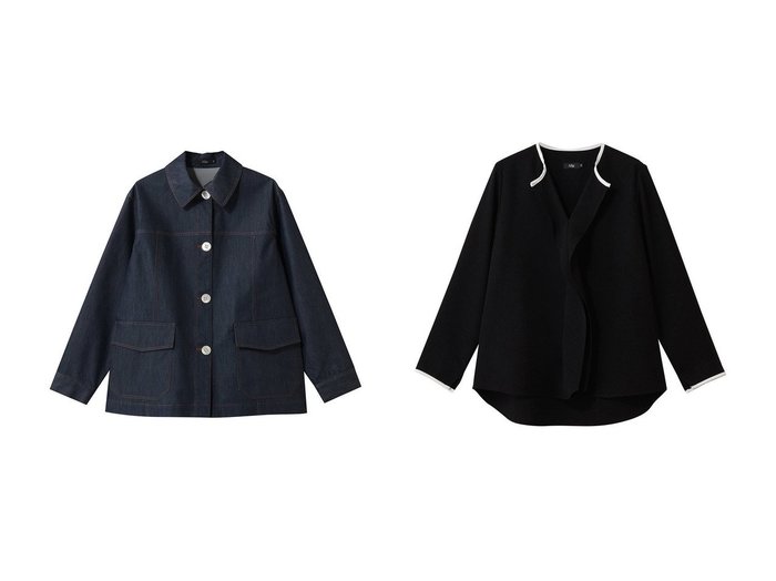 【バイカラーが映えるトリアセフリルブラウスと軽やかに羽織れるライトデニムジャケット】M Fil(エムフィル)の通販
 おすすめ人気トレンドファッション通販アイテム 人気、トレンドファッション・服の通販 founy(ファニー) ファッション Fashion レディースファッション Fashion for Women アウター Coat / Outerwear Collection レディースジャケット・軽アウター Jackets デニムジャケット / カジュアルアウター Denim Jackets トップス・カットソー Cut & Sew Tops シャツ・ブラウス・オフィスカジュアル Elegant Blouses & Button-Ups 2026年 2026 ジャケット Jacket, Outerwear デニム Denim, Jeans Material パターン Pattern, Design Print リラックス Relax, Relaxed Fit 切替 Switching, Contrast Panel 吸水 Absorbent, Quick-Dry 夏 Summer 春 Spring S/S・春夏 SS, Spring/Summer, Warm Season |ID:crp329100000226537