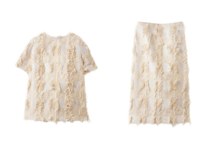 【ラメジャカードの華やかさが際立つ フォルムブラウスとタイトスカート】M Fil(エムフィル)の通販
 おすすめ人気トレンドファッション通販アイテム 人気、トレンドファッション・服の通販 founy(ファニー) ファッション Fashion レディースファッション Fashion for Women トップス・カットソー Cut & Sew Tops シャツ・ブラウス・オフィスカジュアル Elegant Blouses & Button-Ups スカート Skirts 2026年 2026 インナー Innerwear ショート Short, Short Length ジャカード／ジャガード Jacquard, Woven Pattern スリーブ Sleeve, Long Sleeve / Short Sleeve フォルム Silhouette, Form メッシュ Mesh, Net Fabric ラグジュアリー Luxury, Elegant 人気 Popular, Best Seller 今季 This Season, Current Season 夏 Summer 春 Spring S/S・春夏 SS, Spring/Summer, Warm Season |ID:crp329100000226538