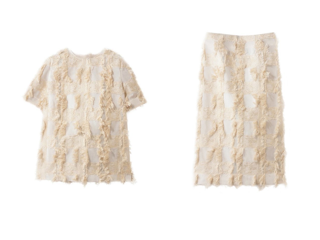 【ラメジャカードの華やかさが際立つ フォルムブラウスとタイトスカート】M Fil(エムフィル)の通販
 おすすめ人気トレンドファッション通販アイテム インテリア・キッズ・メンズ・レディースファッション・服の通販 founy(ファニー) 　ファッション　Fashion　レディースファッション　Fashion for Women　トップス・カットソー　Cut & Sew Tops　シャツ・ブラウス・オフィスカジュアル　Elegant Blouses & Button-Ups　スカート　Skirts　2026年　2026　インナー　Innerwear　ショート　Short, Short Length　ジャカード／ジャガード　Jacquard, Woven Pattern　スリーブ　Sleeve, Long Sleeve / Short Sleeve　フォルム　Silhouette, Form　メッシュ　Mesh, Net Fabric　ラグジュアリー　Luxury, Elegant　人気　Popular, Best Seller　今季　This Season, Current Season　夏　Summer　春　Spring　S/S・春夏　SS, Spring/Summer, Warm Season　ホワイト系　White　ブラック系　Black　|ID:crp329100000226538