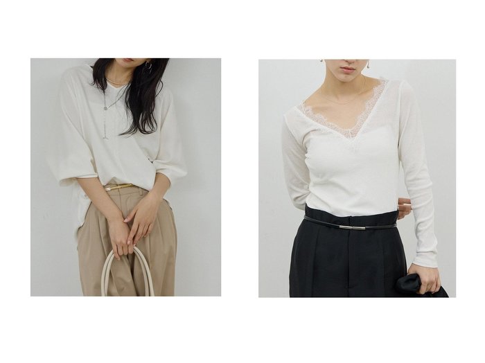 【繊細なレースが映えるVレースロンTと品よく着映えるVネックプルオーバーで日常に寄り添う上質な装い】GALLARDAGALANTE(ガリャルダガランテ)の通販
 おすすめ人気トレンドファッション通販アイテム 人気、トレンドファッション・服の通販 founy(ファニー) ファッション Fashion レディースファッション Fashion for Women トップス・カットソー Cut & Sew Tops シャツ・ブラウス・オフィスカジュアル Elegant Blouses & Button-Ups ロングTシャツ・Tシャツ Longline T-Shirts & Tees カジュアルプルオーバー・ニットトップス Pullovers & Knit Tops / Casual Pullovers カットソー・ベーシックTシャツ Cut-and-Sewn Tops / Stretch Tees & Basics Vネックトップス V-Neck Tops / V-Cut Neckline Shirts 2026年 2026 スリット Slit, Slit Detail スリーブ Sleeve, Long Sleeve / Short Sleeve ロング Long, Long-Length 夏 Summer 春 Spring S/S・春夏 SS, Spring/Summer, Warm Season 楽ちん Easy Fit, Comfortable おすすめ Recommended / Our Picks インナー Innerwear カットソー Cut and Sewn Top デコルテ Décolleté, Neckline マニッシュ Mannish, Boyish レース Lace, Lace Fabric |ID:crp329100000226539