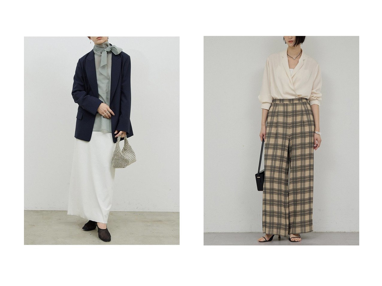 【モダンなチェックステッチが映えるワイドパンツと装いに品を添えるボールビーズバッグで洗練されたスタイル】GALLARDAGALANTE(ガリャルダガランテ)の通販
 おすすめ人気トレンドファッション通販アイテム インテリア・キッズ・メンズ・レディースファッション・服の通販 founy(ファニー) 　ファッション　Fashion　レディースファッション　Fashion for Women　バッグ　Bags　パンツ　Pants & Trousers　2026年　2026　アクセサリー　Fashion Accessories　スマート　Smart, Elegant　夏　Summer　春　Spring　S/S・春夏　SS, Spring/Summer, Warm Season　財布　Wallet, Purse　チェック　Check, Plaid, Tartan　モダン　Modern, Contemporary　ワイド　Wide, Wide Fit　ゴールド系　Gold　ブラック系　Black　ベージュ系　Beige　|ID:crp329100000226541