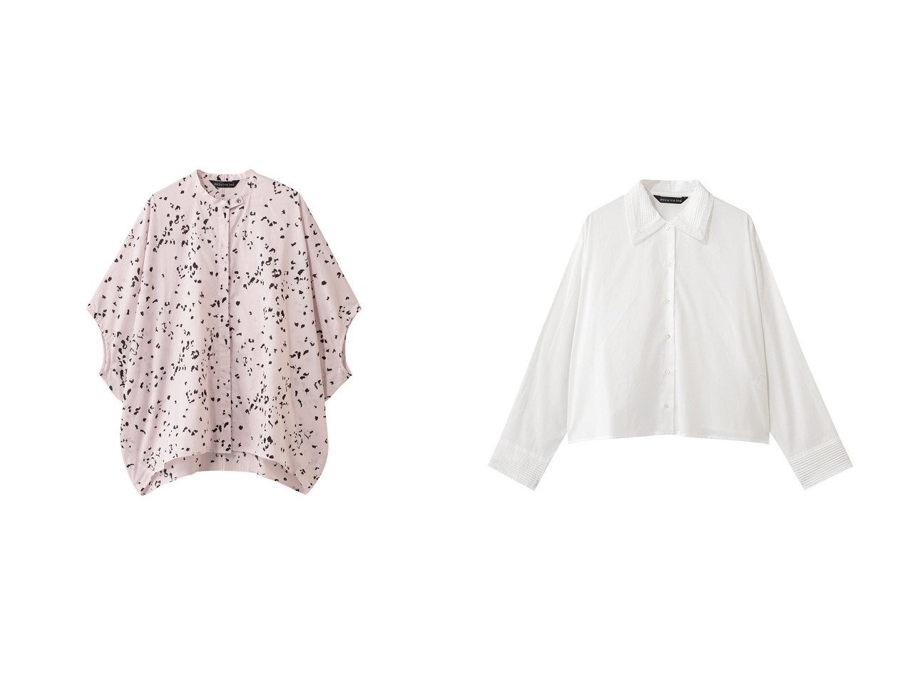 【ニュアンス感のあるプリントが映えるコクーンシルエットシャツと繊細なピンタックカラーが品を添えるシャツで装いに表情を】mizuiro ind(ミズイロ インド)の通販
 おすすめ人気トレンドファッション通販アイテム インテリア・キッズ・メンズ・レディースファッション・服の通販 founy(ファニー) 　ファッション　Fashion　レディースファッション　Fashion for Women　トップス・カットソー　Cut & Sew Tops　シャツ・ブラウス・オフィスカジュアル　Elegant Blouses & Button-Ups　2026年　2026　スタンド　Stand Collar, Upright Stand　スリーブ　Sleeve, Long Sleeve / Short Sleeve　プリント　Print, Printed Pattern　ロング　Long, Long-Length　夏　Summer　春　Spring　S/S・春夏　SS, Spring/Summer, Warm Season　レッド系　Red　ホワイト系　White　ベージュ系　Beige　グレー系　Gray　ブラック系　Black　|ID:crp329100000226543