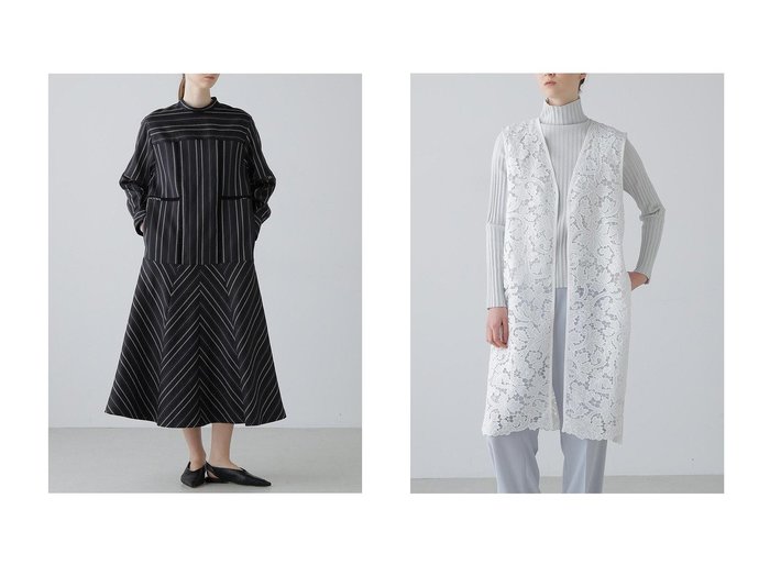 【ADORE/アドーア】のマルチストライプジャガードワンピース&ベリーレースブラウス おすすめ人気トレンドファッション通販アイテム 人気、トレンドファッション・服の通販 founy(ファニー) 　ファッション　Fashion　レディースファッション　Fashion for Women　ワンピース　Dresses　チュニック　Tunic Tops & Dresses　トップス・カットソー　Cut & Sew Tops　キャミソール&ノースリーブ　Camisoles & Sleeveless Tops　シャツ・ブラウス・オフィスカジュアル　Elegant Blouses & Button-Ups　2026年　2026　ジャカード／ジャガード　Jacquard, Woven Pattern　ストライプ　Stripe, Striped Pattern　チュニック　Tunic, Long Top　ボーダー　Border, Stripe　レース　Lace, Lace Fabric　ロング　Long, Long-Length　エレガント 上品　Elegant　夏　Summer　春　Spring　S/S・春夏　SS, Spring/Summer, Warm Season　|ID:crp329100000226545