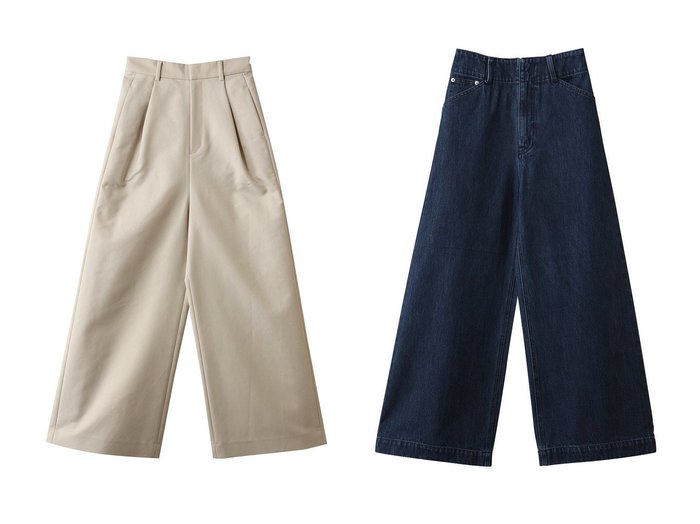 【上品なハリ感で美しいフォルムを描くコットンギャバワイドパンツとスタイルアップを叶えるデニムワイドパンツ】LANVIN en Bleu(ランバン オン ブルー)の通販
 おすすめ人気トレンドファッション通販アイテム 人気、トレンドファッション・服の通販 founy(ファニー) ファッション Fashion レディースファッション Fashion for Women パンツ Pants & Trousers デニムパンツ・ジーンズ・美脚デニム Denim Jeans & Pants 2026年 2026 ハイネック High Neck, Mock Neck バランス Balance, Style Balance フォルム Silhouette, Form ワイド Wide, Wide Fit エレガント 上品 Elegant 夏 Summer 春 Spring S/S・春夏 SS, Spring/Summer, Warm Season |ID:crp329100000226565