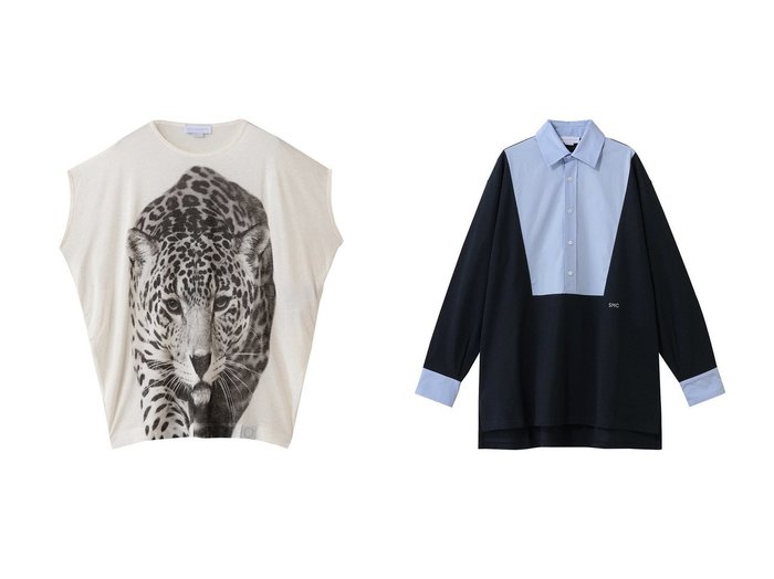 【STELLA McCARTNEY/ステラ マッカートニー】のクラウドレオパードTシャツ&オーバーサイズポロシャツ おすすめ人気トレンドファッション通販アイテム 人気、トレンドファッション・服の通販 founy(ファニー) ファッション Fashion レディースファッション Fashion for Women トップス・カットソー Cut & Sew Tops シャツ・ブラウス・オフィスカジュアル Elegant Blouses & Button-Ups ロングTシャツ・Tシャツ Longline T-Shirts & Tees カットソー・ベーシックTシャツ Cut-and-Sewn Tops / Stretch Tees & Basics ポロシャツ・きれいめカジュアル Smart-Casual Polo Tops 2026年 2026 なめらか Smooth, Silky Texture インナー Innerwear ショート Short, Short Length ジャケット Jacket, Outerwear スリーブ Sleeve, Long Sleeve / Short Sleeve モノトーン Monotone, Black and White リアル Real, Realistic リラックス Relax, Relaxed Fit 夏 Summer 春 Spring S/S・春夏 SS, Spring/Summer, Warm Season |ID:crp329100000226569