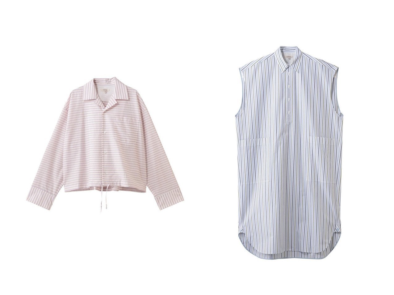 【柔らかなボーダーが女性らしさを添えるロングスリーブシャツと洗練されたストライプ柄シャツワンピースで軽やかな装い】BLAMINK(ブラミンク)の通販
 おすすめ人気トレンドファッション通販アイテム インテリア・キッズ・メンズ・レディースファッション・服の通販 founy(ファニー) 　ファッション　Fashion　レディースファッション　Fashion for Women　トップス・カットソー　Cut & Sew Tops　シャツ・ブラウス・オフィスカジュアル　Elegant Blouses & Button-Ups　ワンピース　Dresses　シャツワンピース / 1枚で着映えコーデ　Shirt Dresses　チュニック　Tunic Tops & Dresses　2026年　2026　スリーブ　Sleeve, Long Sleeve / Short Sleeve　ボーダー　Border, Stripe　ロング　Long, Long-Length　ワイド　Wide, Wide Fit　夏　Summer　春　Spring　S/S・春夏　SS, Spring/Summer, Warm Season　羽織　Haori, Light Jacket　ストライプ　Stripe, Striped Pattern　チュニック　Tunic, Long Top　ラグジュアリー　Luxury, Elegant　リラックス　Relax, Relaxed Fit　エレガント 上品　Elegant　レッド系　Red　ホワイト系　White　|ID:crp329100000226578