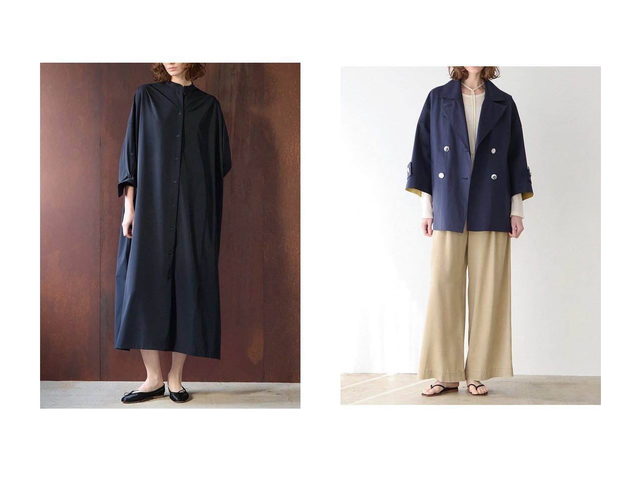 【機能美を備えた別注スタンドカラードレスと季節の変わり目に頼れるオーバーサイズPコートで洗練された日常スタイル】martinique(マルティニーク)の通販
 おすすめ人気トレンドファッション通販アイテム インテリア・キッズ・メンズ・レディースファッション・服の通販 founy(ファニー) 　ファッション　Fashion　レディースファッション　Fashion for Women　ワンピース　Dresses　フォーマル・パーティードレス・結婚式用ドレス　Elegant & Casual Dresses　チュニック　Tunic Tops & Dresses　アウター　Coat / Outerwear Collection　コート・ロングコート・ピーコート　Long Coats, Peacoats & More　Pコート　Pea Coats　ウォッシャブル　Machine Washable　春　Spring　カフス　Cuff Design　コレクション　Collection, Seasonal Line　スタンド　Stand Collar, Upright Stand　スリット　Slit, Slit Detail　チュニック　Tunic, Long Top　トレンド　Trend, Trending Now　ドレス　Dress, One-Piece　なめらか　Smooth, Silky Texture　フロント　Front, Front Design　別注　Limited Edition, Custom Order　ラグジュアリー　Luxury, Elegant　リアル　Real, Realistic　ロング　Long, Long-Length　ロンドン　London Style, British Inspired　S/S・春夏　SS, Spring/Summer, Warm Season　日本製　Made In Japan　夏　Summer　エレガント 上品　Elegant　2026年　2026　ブルー系　Blue　|ID:crp329100000226579