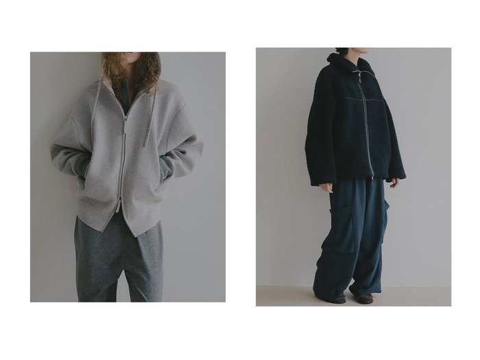 【上品な落ち感のバックサテンカーゴパンツとダブルフェイス素材が魅力のオーバーサイズニットパーカーで洗練されたリラックススタイル】ETRE TOKYO(エトレトウキョウ)の通販
 おすすめ人気トレンドファッション通販アイテム 人気、トレンドファッション・服の通販 founy(ファニー) ファッション Fashion レディースファッション Fashion for Women トップス・カットソー Cut & Sew Tops ニット Knit Tops & Sweaters レディースパーカー・カジュアルフーディー Casual Hoodies & Sweatshirts パンツ Pants & Trousers バッグ Bags ダブル Double, Double-Breasted バランス Balance, Style Balance パーカー Hoodie, Parka フェイス Face, Facial Design 新作・新入荷 New Arrivals / New In |ID:crp329100000226593