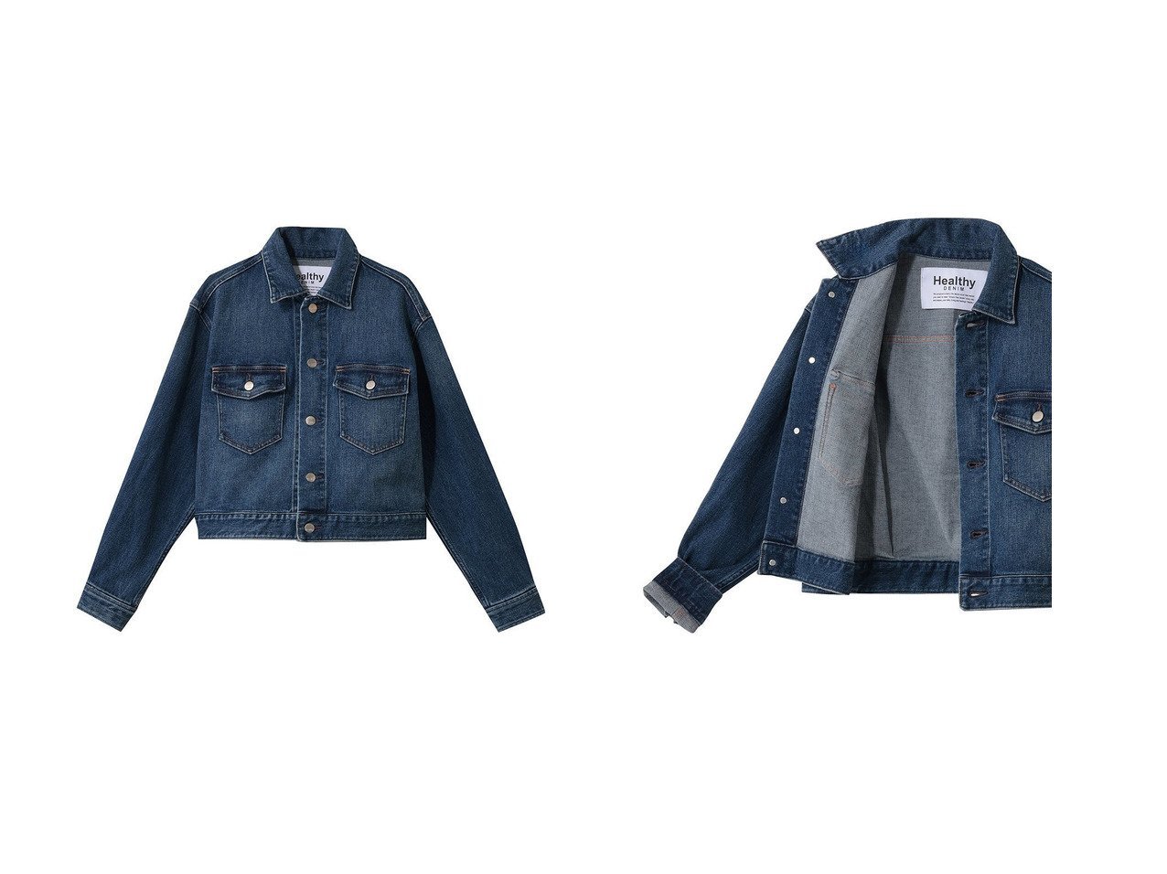 【ビッグシルエットとショート丈が映えるバランスの良いデニムジャケット】Healthy Denim(ヘルシーデニム)の通販
 おすすめ人気トレンドファッション通販アイテム インテリア・キッズ・メンズ・レディースファッション・服の通販 founy(ファニー) 　ファッション　Fashion　レディースファッション　Fashion for Women　アウター　Coat / Outerwear Collection　レディースジャケット・軽アウター　Jackets　デニムジャケット / カジュアルアウター　Denim Jackets　2026年　2026　おすすめ　Recommended / Our Picks　ショート　Short, Short Length　ジャケット　Jacket, Outerwear　デニム　Denim, Jeans Material　バランス　Balance, Style Balance　ビッグ　Big, Oversized　ポケット　Pocket, Pocket Detail　ミックス　Mix, Mixed Style　ワイド　Wide, Wide Fit　人気　Popular, Best Seller　夏　Summer　春　Spring　S/S・春夏　SS, Spring/Summer, Warm Season　|ID:crp329100000226603