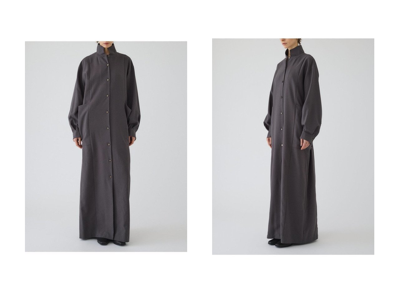 【シャープなスタンドカラーとマキシ丈が映える ニュアンスを添えたモードなドレス】RIM.ARK(リムアーク)の通販
 おすすめ人気トレンドファッション通販アイテム インテリア・キッズ・メンズ・レディースファッション・服の通販 founy(ファニー) 　ファッション　Fashion　レディースファッション　Fashion for Women　ワンピース　Dresses　フォーマル・パーティードレス・結婚式用ドレス　Elegant & Casual Dresses　チュニック　Tunic Tops & Dresses　春　Spring　スタンド　Stand Collar, Upright Stand　チュニック　Tunic, Long Top　ドレス　Dress, One-Piece　定番　Standard, Basic Item　マキシ　Maxi, Full Length　ロング　Long, Long-Length　S/S・春夏　SS, Spring/Summer, Warm Season　夏　Summer　2026年　2026　グレー系　Gray　|ID:crp329100000226605