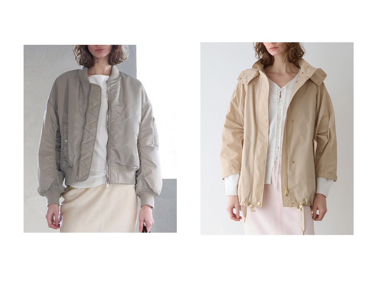 【コクーンシルエットが映える春夏アノラックパーカーと別注ならではのボリュームMA-1ブルゾン】martinique(マルティニーク)の通販
 おすすめ人気トレンドファッション通販アイテム インテリア・キッズ・メンズ・レディースファッション・服の通販 founy(ファニー) 　ファッション　Fashion　レディースファッション　Fashion for Women　アウター　Coat / Outerwear Collection　レディースジャケット・軽アウター　Jackets　MA-1ジャケット　MA-1 Bomber Jackets / Flight Jackets　ブルゾンジャケット・スポーティアウター　Blouson Jackets　2026年　2026　シンプル　Simple, Minimal　ジャケット　Jacket, Outerwear　スタイリッシュ　Stylish, Fashionable　バランス　Balance, Style Balance　別注　Limited Edition, Custom Order　夏　Summer　春　Spring　S/S・春夏　SS, Spring/Summer, Warm Season　アウトドア　Outdoor Clothing　ダウン　Down, Puffer　パーカー　Hoodie, Parka　ブルゾン　Blouson, Bomber Jacket　グレー系　Gray　ベージュ系　Beige　|ID:crp329100000226610