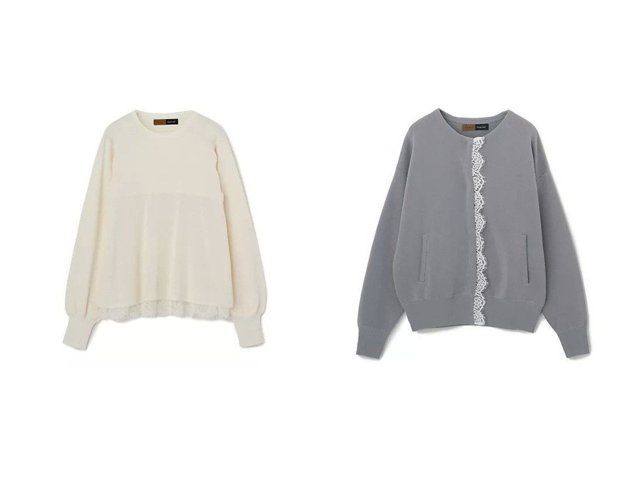 【前立てレースが映えるエレガントなブルゾンと裾レースが際立つ上品なペプラムニット】E by eclat(イーバイエクラ)の通販
 おすすめ人気トレンドファッション通販アイテム インテリア・キッズ・メンズ・レディースファッション・服の通販 founy(ファニー) 　ファッション　Fashion　レディースファッション　Fashion for Women　トップス・カットソー　Cut & Sew Tops　ニット　Knit Tops & Sweaters　アウター　Coat / Outerwear Collection　ブルゾンジャケット・スポーティアウター　Blouson Jackets　スラックス　Slacks, Dress Pants　デニム　Denim, Jeans Material　フェミニン　Feminine, Girly　ペプラム　Peplum, Flared Hem　レース　Lace, Lace Fabric　エレガント 上品　Elegant　インナー　Innerwear　バランス　Balance, Style Balance　フロント　Front, Front Design　ブルゾン　Blouson, Bomber Jacket　ブラック系　Black　ホワイト系　White　グレー系　Gray　|ID:crp329100000226617