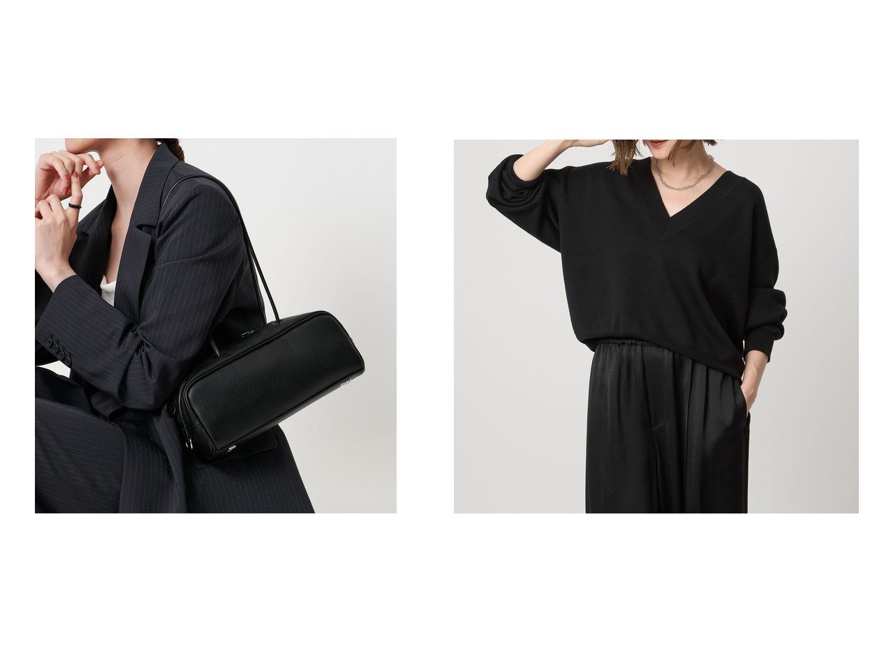 【深めのVネックが映える上質ニットと横長シルエットで楽しむ、洗練された佇まいのバッグ】UNITED ARROWS(ユナイテッドアローズ)の通販
 おすすめ人気トレンドファッション通販アイテム インテリア・キッズ・メンズ・レディースファッション・服の通販 founy(ファニー) 　ファッション　Fashion　レディースファッション　Fashion for Women　バッグ　Bags　トップス・カットソー　Cut & Sew Tops　ニット　Knit Tops & Sweaters　Vネックトップス　V-Neck Tops / V-Cut Neckline Shirts　セットアップ　Set-Up, Coordinated Outfit　トレンド　Trend, Trending Now　ポケット　Pocket, Pocket Detail　シンプル　Simple, Minimal　デコルテ　Décolleté, Neckline　プレート　Plate, Dish　夏　Summer　ブラック系　Black　ベージュ系　Beige　ブルー系　Blue　|ID:crp329100000226645