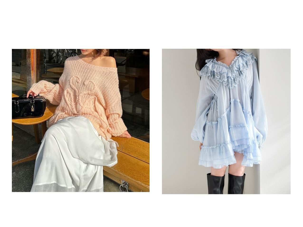 【コットンレースのBOHOチュニックとロゴが印象的なローゲージニット ナチュラルさと遊び心を併せ持つ表情豊かなトップス】SNIDEL(スナイデル)の通販
 おすすめ人気トレンドファッション通販アイテム インテリア・キッズ・メンズ・レディースファッション・服の通販 founy(ファニー) 　ファッション　Fashion　レディースファッション　Fashion for Women　トップス・カットソー　Cut & Sew Tops　ニット　Knit Tops & Sweaters　カジュアルプルオーバー・ニットトップス　Pullovers & Knit Tops / Casual Pullovers　畦　Ribbed Knit　シフォン　Chiffon, Lightweight Fabric　ショルダー　Shoulder, Shoulder Strap　ストレート　Straight, Straight Cut　スマート　Smart, Elegant　デニム　Denim, Jeans Material　ドロップ　Drop Shoulder, Dropped Style　フェミニン　Feminine, Girly　フロント　Front, Front Design　リラックス　Relax, Relaxed Fit　おすすめ　Recommended / Our Picks　|ID:crp329100000226660