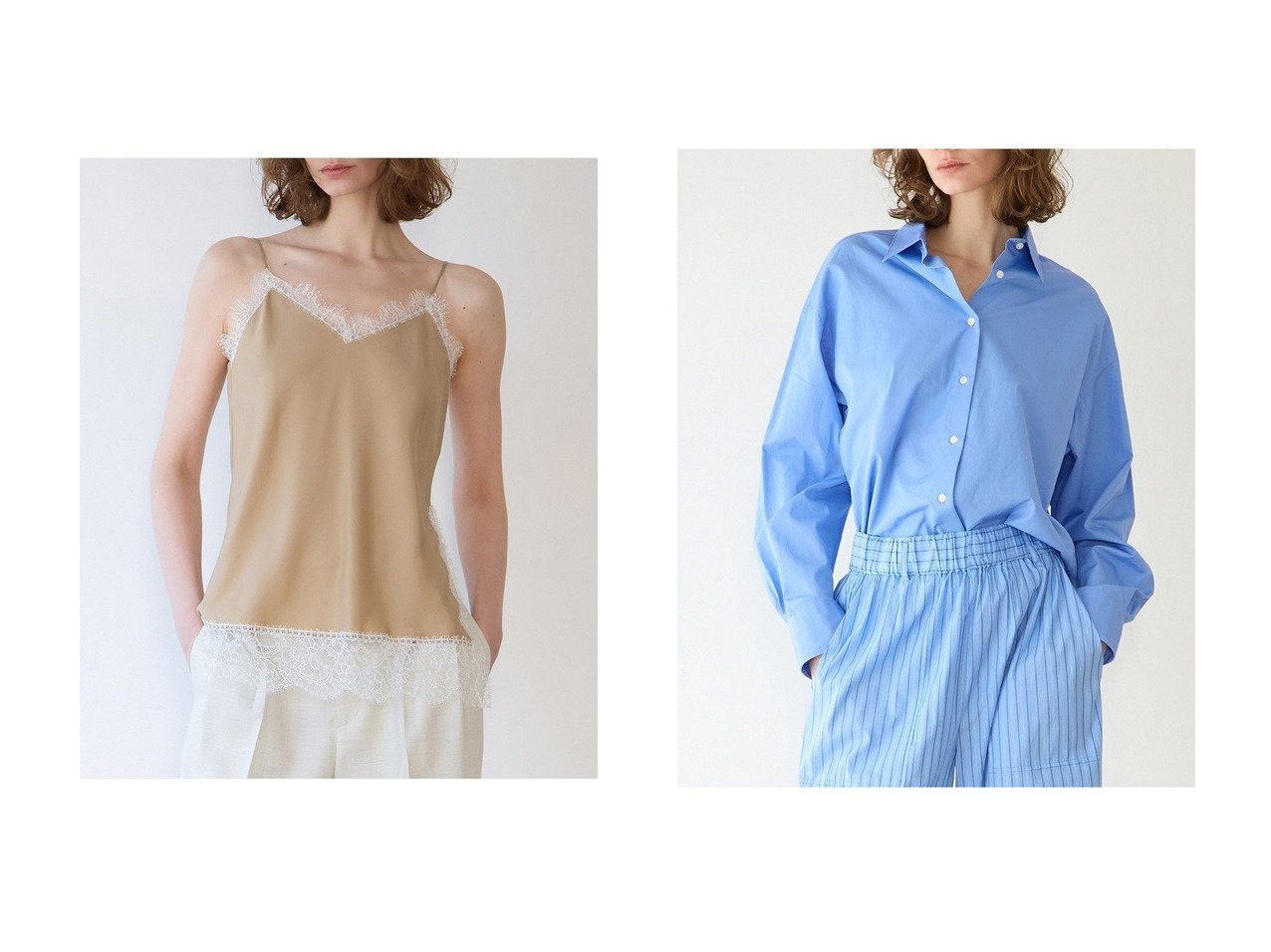 【リバーレースキャミソールとエッセンシャルレギュラーシャツで楽しむ上品なレイヤードスタイル】martinique(マルティニーク)の通販
 おすすめ人気トレンドファッション通販アイテム インテリア・キッズ・メンズ・レディースファッション・服の通販 founy(ファニー) 　ファッション　Fashion　レディースファッション　Fashion for Women　トップス・カットソー　Cut & Sew Tops　キャミソール&ノースリーブ　Camisoles & Sleeveless Tops　シャツ・ブラウス・オフィスカジュアル　Elegant Blouses & Button-Ups　ロングTシャツ・Tシャツ　Longline T-Shirts & Tees　カットソー・ベーシックTシャツ　Cut-and-Sewn Tops / Stretch Tees & Basics　インナー　Innerwear　春　Spring　カットソー　Cut and Sewn Top　キャミソール　Camisole, Spaghetti Strap Top　スリット　Slit, Slit Detail　タンク　Tank Top, Sleeveless Top　バランス　Balance, Style Balance　フィット　Fit, Slim Fit　レース　Lace, Lace Fabric　S/S・春夏　SS, Spring/Summer, Warm Season　おすすめ　Recommended / Our Picks　夏　Summer　エレガント 上品　Elegant　2026年　2026　コンパクト　Compact, Small Size　スタンダード　Standard, Basic　スリーブ　Sleeve, Long Sleeve / Short Sleeve　レギュラー　Regular, Standard Fit　ロング　Long, Long-Length　ホワイト系　White　グリーン系　Green　|ID:crp329100000226668