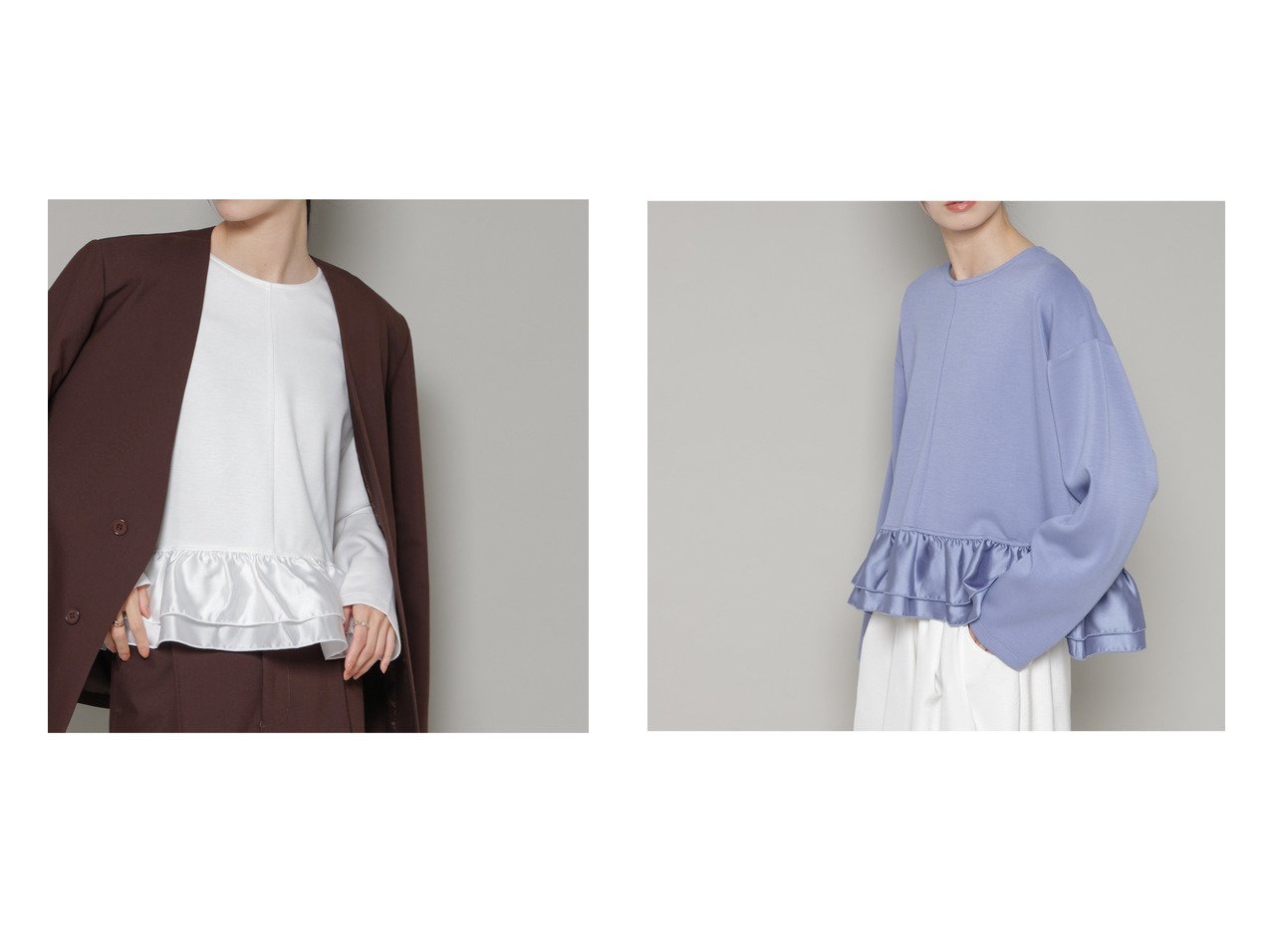 【ダンボール素材にサテンペプラムを重ねた上品カットトップス ONOFFで活躍するすっきりシルエット】nano universe(ナノ ユニバース)の通販
 おすすめ人気トレンドファッション通販アイテム インテリア・キッズ・メンズ・レディースファッション・服の通販 founy(ファニー) 　ファッション　Fashion　レディースファッション　Fashion for Women　トップス・カットソー　Cut & Sew Tops　ウォッシャブル　Machine Washable　サテン　Satin, Glossy Fabric　ジャケット　Jacket, Outerwear　デニム　Denim, Jeans Material　ドッキング　Docking, Mixed Material　ペプラム　Peplum, Flared Hem　ボックス　Boxy, Box Shape　ワイド　Wide, Wide Fit　アウトレット　Outlet / Clearance　エレガント 上品　Elegant　セレモニー　Ceremony　2026年　2026　ホワイト系　White　ブラック系　Black　ブルー系　Blue　|ID:crp329100000226673