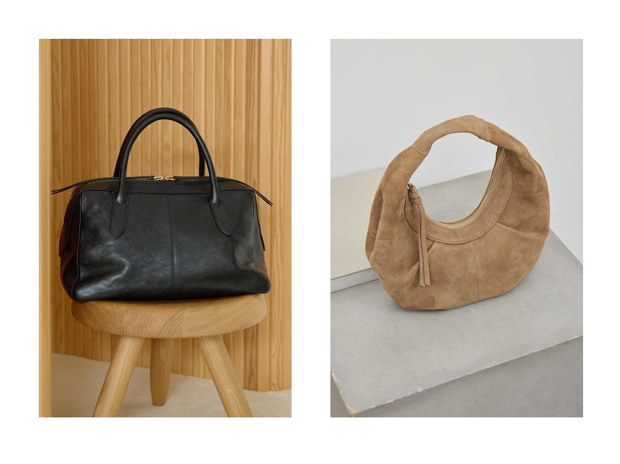 【丸みフォルムで収納力のあるラウンドミニバッグと上品な艶感が魅力のボウリングバッグ 日常に自然になじむ洗練バッグ】GALLARDAGALANTE・Whim Gazette(ガリャルダガランテ・ウィムガゼット)の通販
 おすすめ人気トレンドファッション通販アイテム インテリア・キッズ・メンズ・レディースファッション・服の通販 founy(ファニー) 　ファッション　Fashion　レディースファッション　Fashion for Women　バッグ　Bags　アクセサリー　Fashion Accessories　春　Spring　クラシック　Classic, Timeless Style　軽量　Lightweight, Ultra Light　シューズ　Shoes, Footwear　トレンド　Trend, Trending Now　フォルム　Silhouette, Form　S/S・春夏　SS, Spring/Summer, Warm Season　夏　Summer　エレガント 上品　Elegant　2026年　2026　2025年　2025　2025-2026秋冬・A/W　Autumn/Winter 2025–26 AW25–26　ポケット　Pocket, Pocket Detail　A/W・秋冬　Autumn/Winter　財布　Wallet, Purse　ホワイト系　White　ブラック系　Black　ベージュ系　Beige　ブラウン系　Brown　|ID:crp329100000226684