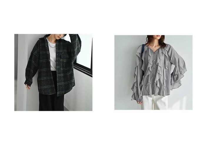 【立体フリルが映えるドレープブラウスと深み配色のビッグチェック柄シャツジャケット 甘さを抑えた存在感で装いに奥行きを添えるトップス】STYLE DELI(スタイルデリ)の通販
 おすすめ人気トレンドファッション通販アイテム 人気、トレンドファッション・服の通販 founy(ファニー) ファッション Fashion レディースファッション Fashion for Women アウター Coat / Outerwear Collection レディースジャケット・軽アウター Jackets トップス・カットソー Cut & Sew Tops シャツ・ブラウス・オフィスカジュアル Elegant Blouses & Button-Ups 秋 Autumn カーディガン Cardigan, Knitwear ジャケット Jacket, Outerwear スラックス Slacks, Dress Pants チェック Check, Plaid, Tartan バランス Balance, Style Balance ビッグ Big, Oversized フラップ Flap, Flap Pocket ベーシック Basic, Essential ポケット Pocket, Pocket Detail 無地 Plain, Solid Color ワイド Wide, Wide Fit 冬 Winter / This Winter おすすめ Recommended / Our Picks インナー Innerwear エアリー Airy Texture ギャザー Gathered, Ruffled サロペット Overalls, Salopette シフォン Chiffon, Lightweight Fabric ジョーゼット Georgette, Semi-Sheer Fabric ストレート Straight, Straight Cut スリット Slit, Slit Detail デコルテ Décolleté, Neckline ドレープ Drape, Draping Fabric |ID:crp329100000226685