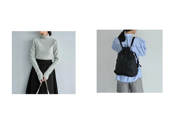【柔らかなカシミヤ混リブタートルニットと軽量ナイロン2WAYリュックショルダー 上質な着心地と実用性を備えたデイリーアイテム】STYLE DELI(スタイルデリ)の通販
 おすすめ人気トレンドファッション通販アイテム 人気、トレンドファッション・服の通販 founy(ファニー) ファッション Fashion レディースファッション Fashion for Women トップス・カットソー Cut & Sew Tops ニット Knit Tops & Sweaters シンプル Simple, Minimal ストレート Straight, Straight Cut スリット Slit, Slit Detail タートル Turtleneck, Turtle Collar タートルネック Turtleneck, High Neck 長袖 Long Sleeve, Full Sleeve フィット Fit, Slim Fit ベーシック Basic, Essential メランジ Melange, Mixed Yarn エレガント 上品 Elegant 軽量 Lightweight, Ultra Light ショルダー Shoulder, Shoulder Strap バランス Balance, Style Balance フォルム Silhouette, Form リュック Backpack, Rucksack |ID:crp329100000226687