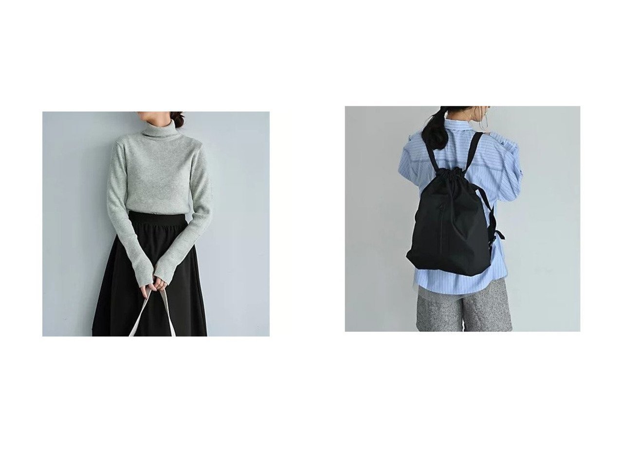 【柔らかなカシミヤ混リブタートルニットと軽量ナイロン2WAYリュックショルダー 上質な着心地と実用性を備えたデイリーアイテム】STYLE DELI(スタイルデリ)の通販
 おすすめ人気トレンドファッション通販アイテム インテリア・キッズ・メンズ・レディースファッション・服の通販 founy(ファニー) 　ファッション　Fashion　レディースファッション　Fashion for Women　トップス・カットソー　Cut & Sew Tops　ニット　Knit Tops & Sweaters　シンプル　Simple, Minimal　ストレート　Straight, Straight Cut　スリット　Slit, Slit Detail　タートル　Turtleneck, Turtle Collar　タートルネック　Turtleneck, High Neck　長袖　Long Sleeve, Full Sleeve　フィット　Fit, Slim Fit　ベーシック　Basic, Essential　メランジ　Melange, Mixed Yarn　エレガント 上品　Elegant　軽量　Lightweight, Ultra Light　ショルダー　Shoulder, Shoulder Strap　バランス　Balance, Style Balance　フォルム　Silhouette, Form　リュック　Backpack, Rucksack　グレー系　Gray　オレンジ系　Orange　ブルー系　Blue　ブラック系　Black　|ID:crp329100000226687