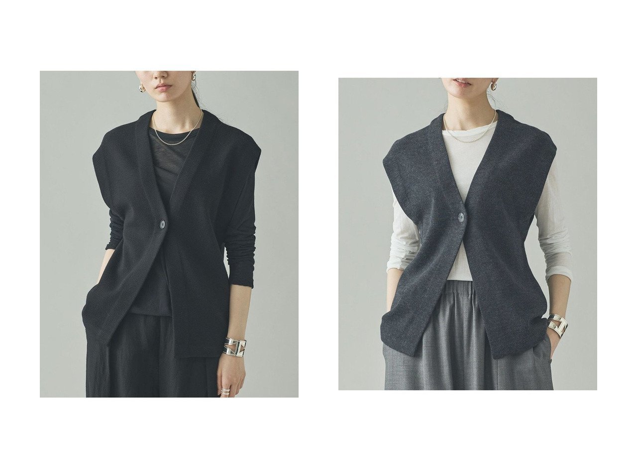 ミニマムな佇まいと洗練された表情で着こなしを更新するニットベスト Curensology(カレンソロジー)の通販
 おすすめ人気トレンドファッション通販アイテム インテリア・キッズ・メンズ・レディースファッション・服の通販 founy(ファニー) 　ファッション　Fashion　レディースファッション　Fashion for Women　アウター　Coat / Outerwear Collection　レディースジャケット・軽アウター　Jackets　2026年　2026　おすすめ　Recommended / Our Picks　ショルダー　Shoulder, Shoulder Strap　ジャケット　Jacket, Outerwear　ダブル　Double, Double-Breasted　デニム　Denim, Jeans Material　ベスト　Vest, Waistcoat　ロング　Long, Long-Length　夏　Summer　春　Spring　S/S・春夏　SS, Spring/Summer, Warm Season　ブラック系　Black　グレー系　Gray　|ID:crp329100000226695