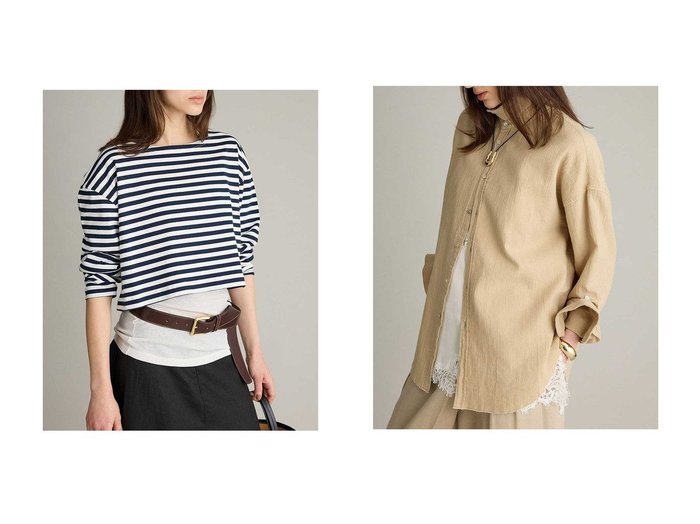 軽やかな素材感と洗練されたシルエットで日常に馴染むトップス BRILL(ブリル)の通販
 おすすめ人気トレンドファッション通販アイテム 人気、トレンドファッション・服の通販 founy(ファニー) ファッション Fashion レディースファッション Fashion for Women トップス・カットソー Cut & Sew Tops シャツ・ブラウス・オフィスカジュアル Elegant Blouses & Button-Ups ロングTシャツ・Tシャツ Longline T-Shirts & Tees カットソー・ベーシックTシャツ Cut-and-Sewn Tops / Stretch Tees & Basics 2026年 2026 スリーブ Sleeve, Long Sleeve / Short Sleeve バスク Basque, Basque Style バランス Balance, Style Balance ボーダー Border, Stripe ロング Long, Long-Length 夏 Summer 春 Spring S/S・春夏 SS, Spring/Summer, Warm Season |ID:crp329100000226697