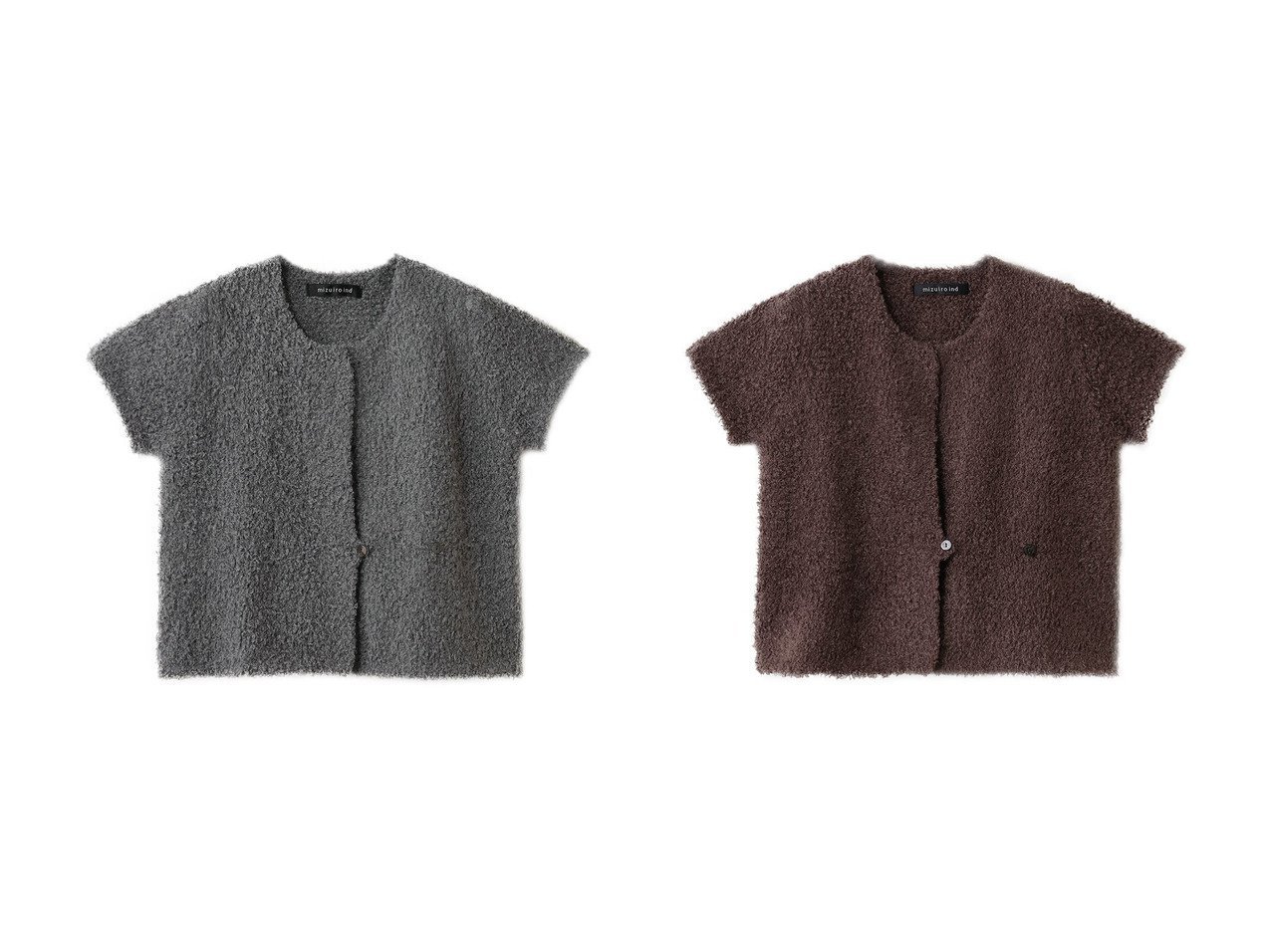 柔らかな風合いと軽やかな佇まいで装いをやさしく整えるフレンチスリーブカーディガン mizuiro ind(ミズイロ インド)の通販
 おすすめ人気トレンドファッション通販アイテム インテリア・キッズ・メンズ・レディースファッション・服の通販 founy(ファニー) 　ファッション　Fashion　レディースファッション　Fashion for Women　トップス・カットソー　Cut & Sew Tops　ニット　Knit Tops & Sweaters　カーディガン・羽織り　Layered Style Cardigans　カーディガン　Cardigan, Knitwear　ショート　Short, Short Length　新作・新入荷　New Arrivals / New In　ブラウン系　Brown　グレー系　Gray　ブラック系　Black　|ID:crp329100000226725