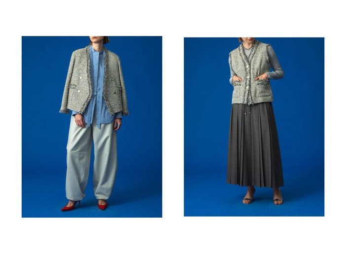 多彩な糸使いと華やかな素材感で装いに奥行きを添えるツィードジレとジャケット ebure(エブール)の通販
 おすすめ人気トレンドファッション通販アイテム 人気、トレンドファッション・服の通販 founy(ファニー) ファッション Fashion レディースファッション Fashion for Women アウター Coat / Outerwear Collection レディースジャケット・軽アウター Jackets 2026年 2026 おすすめ Recommended / Our Picks イタリア Italy オケージョン Occasion Wear ジャケット Jacket, Outerwear ツイード／ツィード Choker, Choker Necklace デニム Denim, Jeans Material バイアス Bias, Diagonal Cut フィット Fit, Slim Fit ポケット Pocket, Pocket Detail メタル Metal, Metal Parts 夏 Summer 春 Spring S/S・春夏 SS, Spring/Summer, Warm Season |ID:crp329100000226730