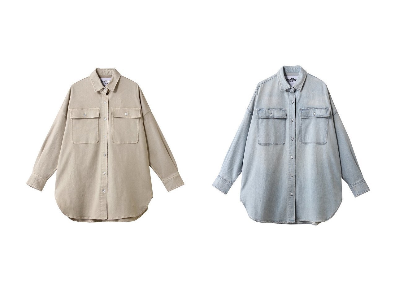 【包み込むスーパービッグシルエットとダメージ加工が映えるデニムシャツ】Healthy Denim(ヘルシーデニム)の通販
 おすすめ人気トレンドファッション通販アイテム インテリア・キッズ・メンズ・レディースファッション・服の通販 founy(ファニー) 　ファッション　Fashion　レディースファッション　Fashion for Women　トップス・カットソー　Cut & Sew Tops　シャツ・ブラウス・オフィスカジュアル　Elegant Blouses & Button-Ups　2026年　2026　なめらか　Smooth, Silky Texture　スリーブ　Sleeve, Long Sleeve / Short Sleeve　ダメージ　Distressed, Destroyed　チュニック　Tunic, Long Top　デニム　Denim, Jeans Material　ビッグ　Big, Oversized　フロント　Front, Front Design　ロング　Long, Long-Length　今季　This Season, Current Season　夏　Summer　春　Spring　S/S・春夏　SS, Spring/Summer, Warm Season　|ID:crp329100000226752