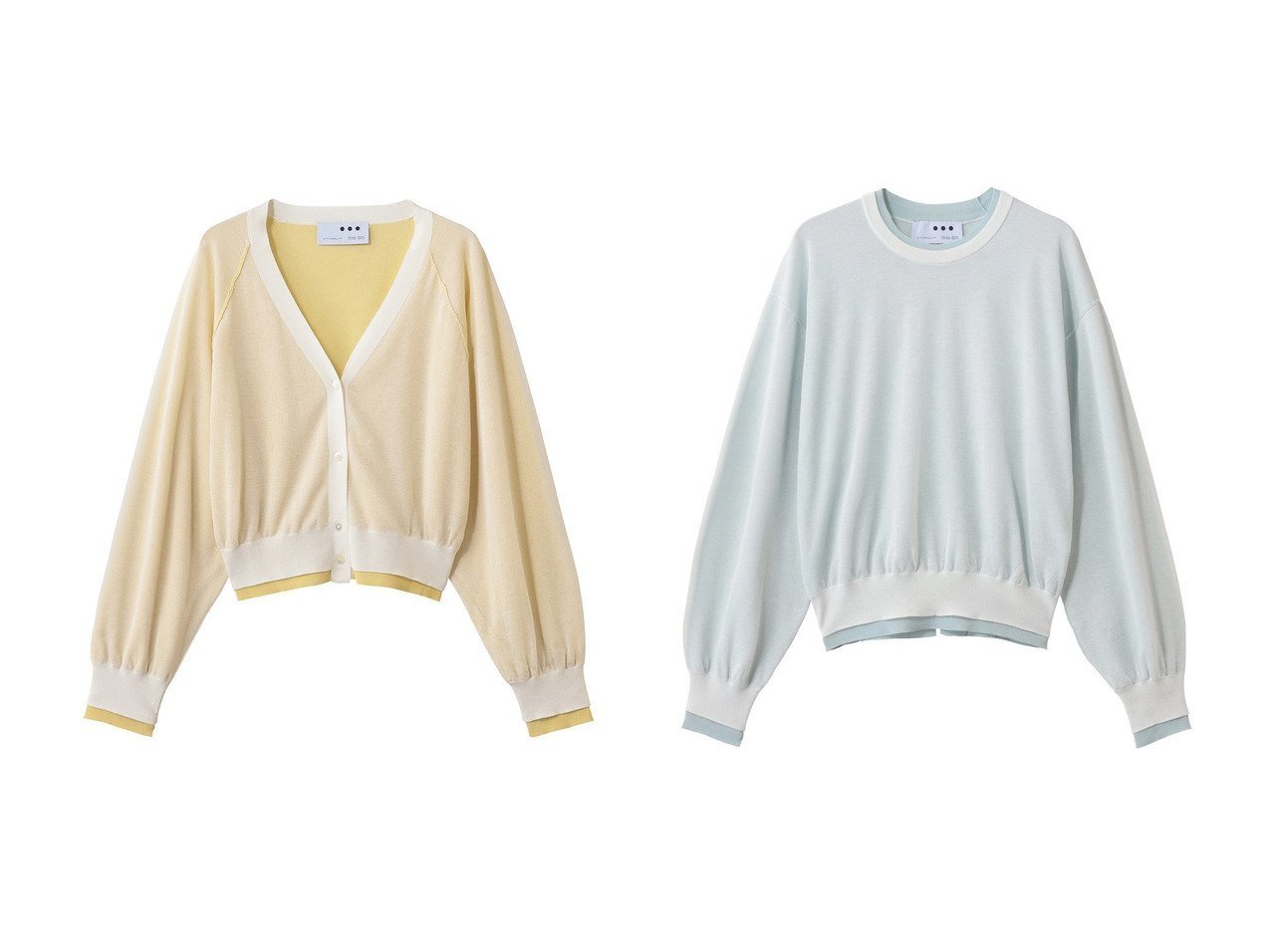 【透け感とレイヤードデザインが上品に映えるカーディガンとプルオーバー】three dots(スリー ドッツ)の通販
 おすすめ人気トレンドファッション通販アイテム インテリア・キッズ・メンズ・レディースファッション・服の通販 founy(ファニー) 　ファッション　Fashion　レディースファッション　Fashion for Women　トップス・カットソー　Cut & Sew Tops　ニット　Knit Tops & Sweaters　カーディガン・羽織り　Layered Style Cardigans　カジュアルプルオーバー・ニットトップス　Pullovers & Knit Tops / Casual Pullovers　2026年　2026　おすすめ　Recommended / Our Picks　カーディガン　Cardigan, Knitwear　シアー　Sheer, See-Through　シンプル　Simple, Minimal　バランス　Balance, Style Balance　エレガント 上品　Elegant　夏　Summer　春　Spring　S/S・春夏　SS, Spring/Summer, Warm Season　グレー系　Gray　イエロー系　Yellow　ブルー系　Blue　|ID:crp329100000226757