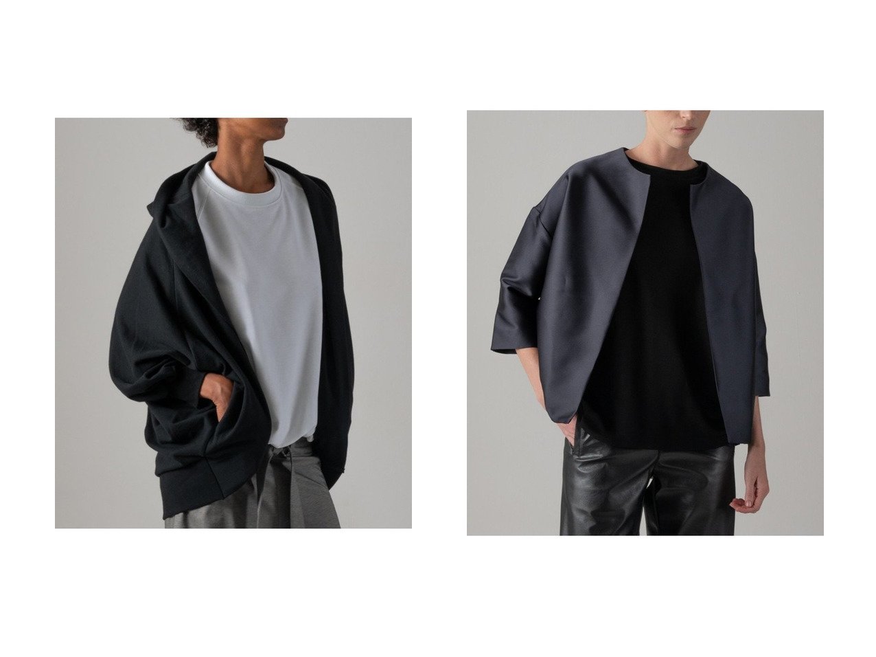 【幾何学的構成が映える軽やかなモードフーディと立体フォルムが印象的なカラーレスジャケット 構築美が際立つ洗練アウター】COGTHEBIGSMOKE(コグ ザビッグスモーク)の通販
 おすすめ人気トレンドファッション通販アイテム インテリア・キッズ・メンズ・レディースファッション・服の通販 founy(ファニー) 　ファッション　Fashion　レディースファッション　Fashion for Women　トップス・カットソー　Cut & Sew Tops　カーディガン・羽織り　Layered Style Cardigans　シャツ・ブラウス・オフィスカジュアル　Elegant Blouses & Button-Ups　ロングTシャツ・Tシャツ　Longline T-Shirts & Tees　カットソー・ベーシックTシャツ　Cut-and-Sewn Tops / Stretch Tees & Basics　アウター　Coat / Outerwear Collection　レディースジャケット・軽アウター　Jackets　ブルゾンジャケット・スポーティアウター　Blouson Jackets　2026年　2026　カーディガン　Cardigan, Knitwear　コンパクト　Compact, Small Size　ショール　Shawl, Wrap　スウェット / スエット　Sweatshirt, Sweatwear　ドレープ　Drape, Draping Fabric　エレガント 上品　Elegant　夏　Summer　春　Spring　S/S・春夏　SS, Spring/Summer, Warm Season　グレー系　Gray　ブラック系　Black　ブルー系　Blue　|ID:crp329100000226771