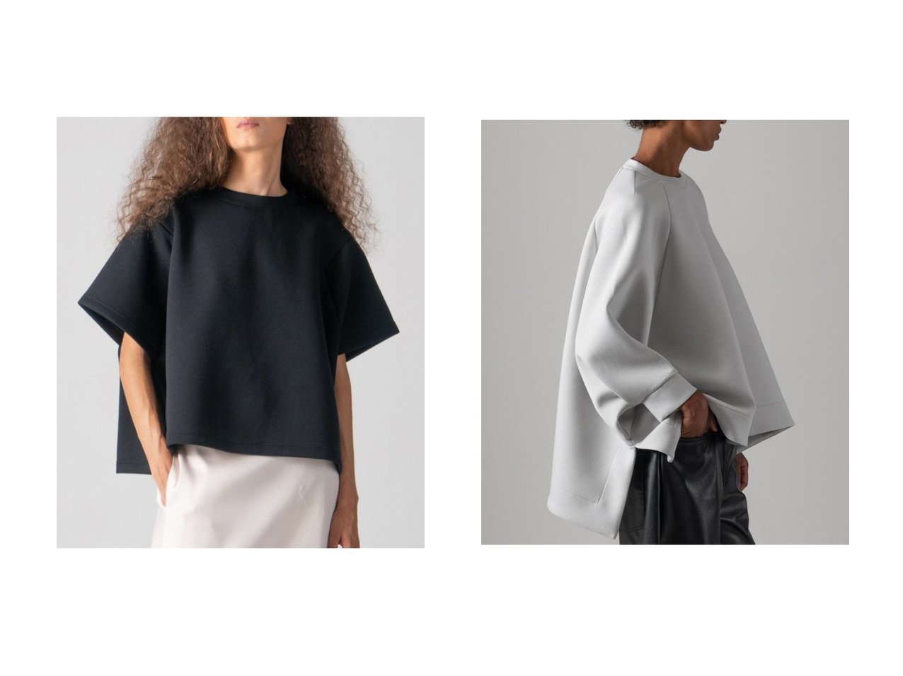 【深いスリットが映える立体フォルムのスウェットトップスと立体感で魅せるミニマルTシャツ モードな存在感を備えた洗練デザイン】COGTHEBIGSMOKE(コグ ザビッグスモーク)の通販
 おすすめ人気トレンドファッション通販アイテム インテリア・キッズ・メンズ・レディースファッション・服の通販 founy(ファニー) 　ファッション　Fashion　レディースファッション　Fashion for Women　トップス・カットソー　Cut & Sew Tops　シャツ・ブラウス・オフィスカジュアル　Elegant Blouses & Button-Ups　ロングTシャツ・Tシャツ　Longline T-Shirts & Tees　カットソー・ベーシックTシャツ　Cut-and-Sewn Tops / Stretch Tees & Basics　2026年　2026　なめらか　Smooth, Silky Texture　ショート　Short, Short Length　シンプル　Simple, Minimal　スリーブ　Sleeve, Long Sleeve / Short Sleeve　バランス　Balance, Style Balance　フォルム　Silhouette, Form　ヘムライン　Hemline, Bottom Cut　夏　Summer　春　Spring　S/S・春夏　SS, Spring/Summer, Warm Season　イエロー系　Yellow　グレー系　Gray　ブラック系　Black　|ID:crp329100000226774