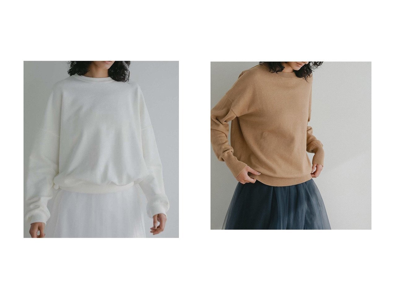 【品のあるリラックス感が魅力のコットンスウェットと上質な質感が際立つベーシッククルーネックニット 大人の日常に寄り添う洗練アイテム】HER.(ハー)の通販
 おすすめ人気トレンドファッション通販アイテム インテリア・キッズ・メンズ・レディースファッション・服の通販 founy(ファニー) 　ファッション　Fashion　レディースファッション　Fashion for Women　トップス・カットソー　Cut & Sew Tops　シャツ・ブラウス・オフィスカジュアル　Elegant Blouses & Button-Ups　レディースパーカー・カジュアルフーディー　Casual Hoodies & Sweatshirts　ロングTシャツ・Tシャツ　Longline T-Shirts & Tees　スウェット・クルーネックトップス　Sweatshirts & Crewnecks / Relaxed Fit Sweat Tops　カットソー・ベーシックTシャツ　Cut-and-Sewn Tops / Stretch Tees & Basics　ニット　Knit Tops & Sweaters　カジュアルプルオーバー・ニットトップス　Pullovers & Knit Tops / Casual Pullovers　2026年　2026　インナー　Innerwear　バランス　Balance, Style Balance　フィット　Fit, Slim Fit　リラックス　Relax, Relaxed Fit　ルーズ　Loose, Oversized　夏　Summer　春　Spring　S/S・春夏　SS, Spring/Summer, Warm Season　ブラック系　Black　ホワイト系　White　|ID:crp329100000226779