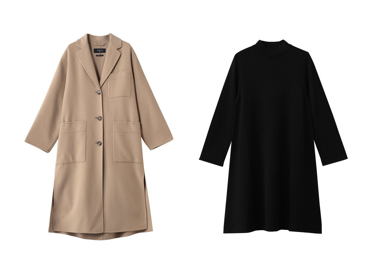 【クラシカルな佇まいが魅力のニットワンピースと上質素材が際立つヴァージンウールコート 気品と今のバランスを備えた洗練スタイル】Max Mara(マックスマーラ)の通販
 おすすめ人気トレンドファッション通販アイテム インテリア・キッズ・メンズ・レディースファッション・服の通販 founy(ファニー) 　ファッション　Fashion　レディースファッション　Fashion for Women　アウター　Coat / Outerwear Collection　コート・ロングコート・ピーコート　Long Coats, Peacoats & More　ワンピース　Dresses　ニットワンピース　Knit Dresses　チュニック　Tunic Tops & Dresses　2026年　2026　なめらか　Smooth, Silky Texture　クラシック　Classic, Timeless Style　バランス　Balance, Style Balance　フィット　Fit, Slim Fit　ポケット　Pocket, Pocket Detail　ラグジュアリー　Luxury, Elegant　ロング　Long, Long-Length　エレガント 上品　Elegant　夏　Summer　春　Spring　S/S・春夏　SS, Spring/Summer, Warm Season　ブラック系　Black　|ID:crp329100000226782