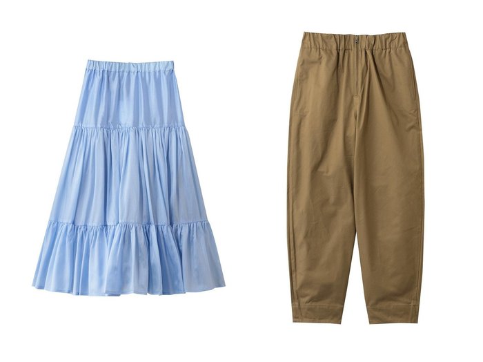 【優雅なドレープが際立つシルクティアードスカートと構築的バレルラインのチノパンツで描く洗練シルエット】Scye SCYE BASICS(サイ サイベーシックス)の通販
 おすすめ人気トレンドファッション通販アイテム 人気、トレンドファッション・服の通販 founy(ファニー) ファッション Fashion レディースファッション Fashion for Women スカート Skirts ティアードスカート Tiered Skirts ロングスカート Long Skirts / Maxi & Midi Skirts パンツ Pants & Trousers 2026年 2026 ギャザー Gathered, Ruffled シルク Silk, 100% Silk スペシャル Special, Limited Edition ティアード Tiered, Tiered Style ドレープ Drape, Draping Fabric ロング Long, Long-Length 夏 Summer 春 Spring S/S・春夏 SS, Spring/Summer, Warm Season |ID:crp329100000226788