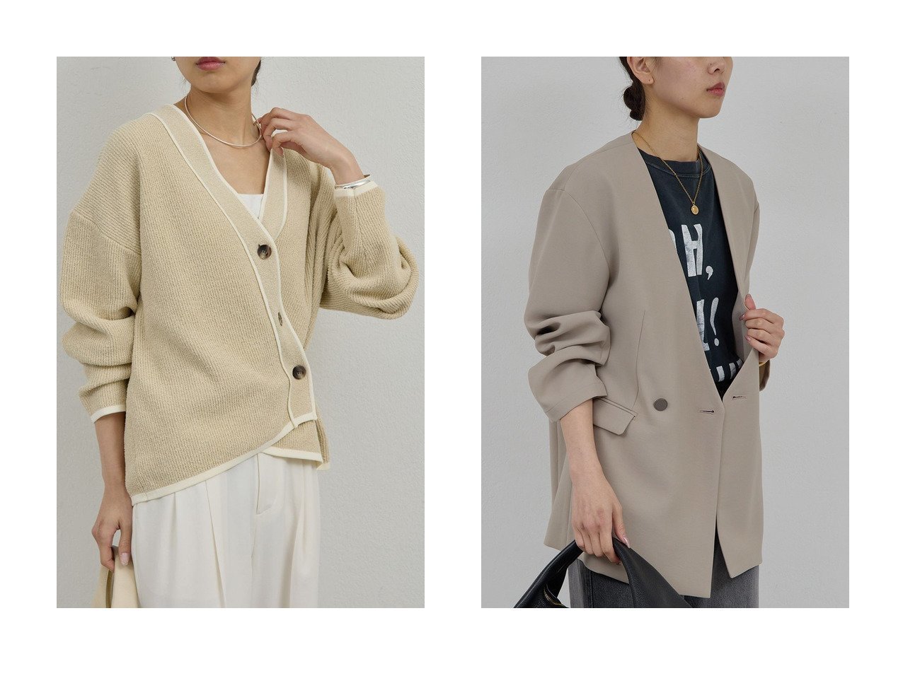 【繊細レースが引き立つオフショルブラウスと縦ラインが美しいポロリブニットで楽しむ上品な抜け感スタイル】GALLARDAGALANTE(ガリャルダガランテ)の通販
 おすすめ人気トレンドファッション通販アイテム インテリア・キッズ・メンズ・レディースファッション・服の通販 founy(ファニー) 　ファッション　Fashion　レディースファッション　Fashion for Women　トップス・カットソー　Cut & Sew Tops　ニット　Knit Tops & Sweaters　カーディガン・羽織り　Layered Style Cardigans　アウター　Coat / Outerwear Collection　レディースジャケット・軽アウター　Jackets　ノーカラージャケット / シンプル上品コーデ　Collarless Jackets　2026年　2026　カーディガン　Cardigan, Knitwear　ジャケット　Jacket, Outerwear　ツイード　Twill, Twill Weave　デニム　Denim, Jeans Material　夏　Summer　春　Spring　S/S・春夏　SS, Spring/Summer, Warm Season　インナー　Innerwear　エレガント 上品　Elegant　旅行　Travel　軽量　Lightweight, Ultra Light　ブラック系　Black　ベージュ系　Beige　|ID:crp329100000226790