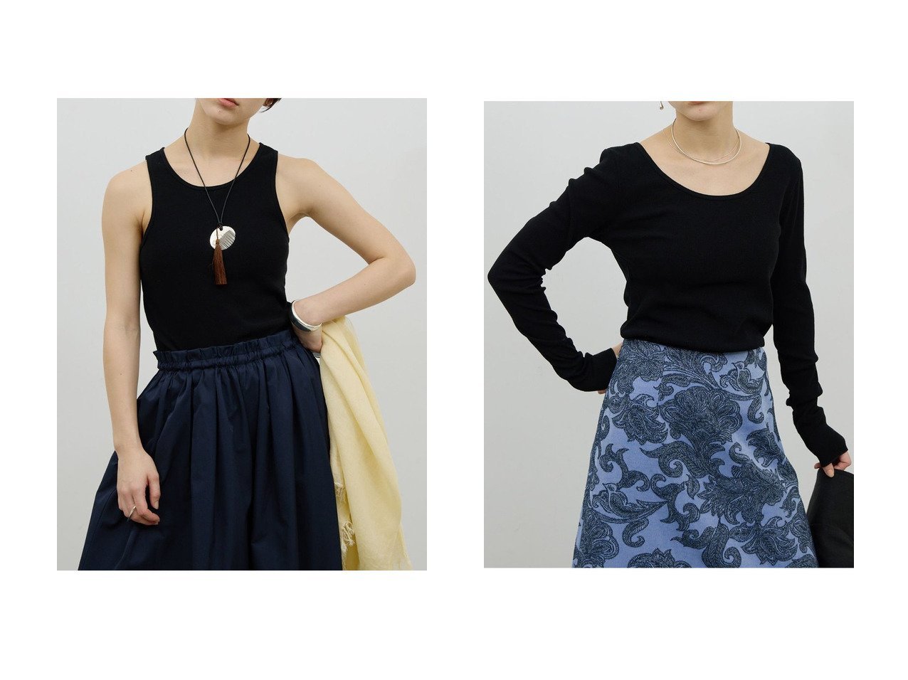 【ドライタッチで快適な着心地が魅力のハイツイストリブタンクとロンTeeで整えるデイリースタイル】GALLARDAGALANTE(ガリャルダガランテ)の通販
 おすすめ人気トレンドファッション通販アイテム インテリア・キッズ・メンズ・レディースファッション・服の通販 founy(ファニー) 　ファッション　Fashion　レディースファッション　Fashion for Women　トップス・カットソー　Cut & Sew Tops　キャミソール&ノースリーブ　Camisoles & Sleeveless Tops　シャツ・ブラウス・オフィスカジュアル　Elegant Blouses & Button-Ups　ロングTシャツ・Tシャツ　Longline T-Shirts & Tees　カットソー・ベーシックTシャツ　Cut-and-Sewn Tops / Stretch Tees & Basics　2026年　2026　インナー　Innerwear　キャミソール　Camisole, Spaghetti Strap Top　コンパクト　Compact, Small Size　ショルダー　Shoulder, Shoulder Strap　ジャケット　Jacket, Outerwear　タンク　Tank Top, Sleeveless Top　夏　Summer　春　Spring　S/S・春夏　SS, Spring/Summer, Warm Season　ブラック系　Black　|ID:crp329100000226796