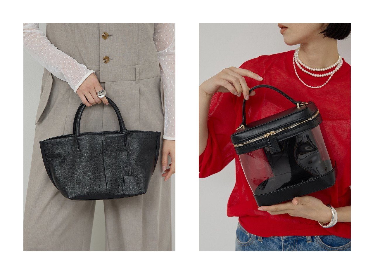 【透明感が映えるビニールバニティと実用性を備えたボートトートで楽しむ洗練バッグスタイル】GALLARDAGALANTE(ガリャルダガランテ)の通販
 おすすめ人気トレンドファッション通販アイテム インテリア・キッズ・メンズ・レディースファッション・服の通販 founy(ファニー) 　ファッション　Fashion　レディースファッション　Fashion for Women　バッグ　Bags　2026年　2026　スタイリッシュ　Stylish, Fashionable　トレンド　Trend, Trending Now　ポケット　Pocket, Pocket Detail　夏　Summer　春　Spring　S/S・春夏　SS, Spring/Summer, Warm Season　ブラック系　Black　ベージュ系　Beige　|ID:crp329100000226797