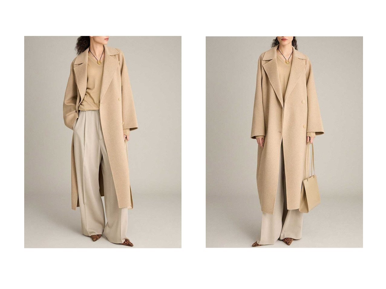 【軽やかさと上質な風合いを兼ね備えたカシミヤリバーコートで包み込む洗練アウタースタイル】BRILL(ブリル)の通販
 おすすめ人気トレンドファッション通販アイテム インテリア・キッズ・メンズ・レディースファッション・服の通販 founy(ファニー) 　ファッション　Fashion　レディースファッション　Fashion for Women　アウター　Coat / Outerwear Collection　コート・ロングコート・ピーコート　Long Coats, Peacoats & More　ロング　Long, Long-Length　再入荷　Restock / Back in Stock　ベージュ系　Beige　|ID:crp329100000226810