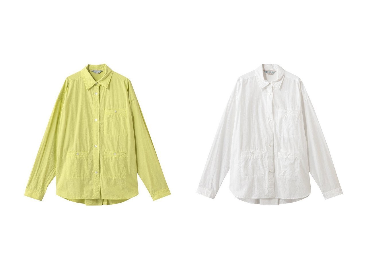 【3つのポケットがアクセントになるクリーンな表情のシャツで楽しむ大人のカジュアル】MidiUmi(ミディウミ)の通販
 おすすめ人気トレンドファッション通販アイテム インテリア・キッズ・メンズ・レディースファッション・服の通販 founy(ファニー) 　ファッション　Fashion　レディースファッション　Fashion for Women　トップス・カットソー　Cut & Sew Tops　シャツ・ブラウス・オフィスカジュアル　Elegant Blouses & Button-Ups　ロングTシャツ・Tシャツ　Longline T-Shirts & Tees　2026年　2026　シンプル　Simple, Minimal　スリーブ　Sleeve, Long Sleeve / Short Sleeve　ポケット　Pocket, Pocket Detail　ロング　Long, Long-Length　ワーク　Workwear, Utility Style　夏　Summer　春　Spring　S/S・春夏　SS, Spring/Summer, Warm Season　ホワイト系　White　イエロー系　Yellow　ブルー系　Blue　|ID:crp329100000226815