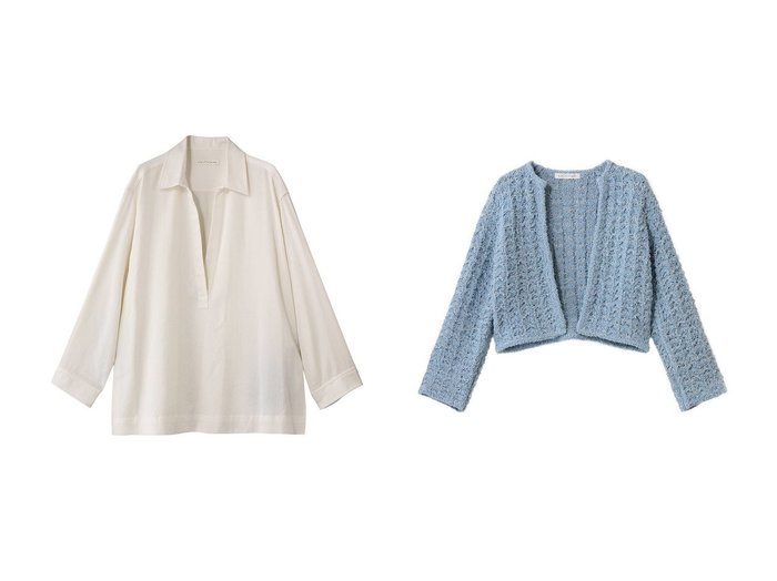 【抜け感のあるデニムスキッパーシャツと華やかなツィーディーニットカーディガンで楽しむ洗練カジュアル】martinique(マルティニーク)の通販
 おすすめ人気トレンドファッション通販アイテム 人気、トレンドファッション・服の通販 founy(ファニー) ファッション Fashion レディースファッション Fashion for Women トップス・カットソー Cut & Sew Tops シャツ・ブラウス・オフィスカジュアル Elegant Blouses & Button-Ups ニット Knit Tops & Sweaters カーディガン・羽織り Layered Style Cardigans 2026年 2026 スキッパー Skipper, Open Collar スリット Slit, Slit Detail スリーブ Sleeve, Long Sleeve / Short Sleeve セットアップ Set-Up, Coordinated Outfit デニム Denim, Jeans Material トレンド Trend, Trending Now リラックス Relax, Relaxed Fit ロング Long, Long-Length エレガント 上品 Elegant 夏 Summer 春 Spring S/S・春夏 SS, Spring/Summer, Warm Season カーディガン Cardigan, Knitwear コンパクト Compact, Small Size ショート Short, Short Length ツイード Twill, Twill Weave フェミニン Feminine, Girly ボトム Bottoms, Lower Wear ワイド Wide, Wide Fit 新作・新入荷 New Arrivals / New In |ID:crp329100000226816