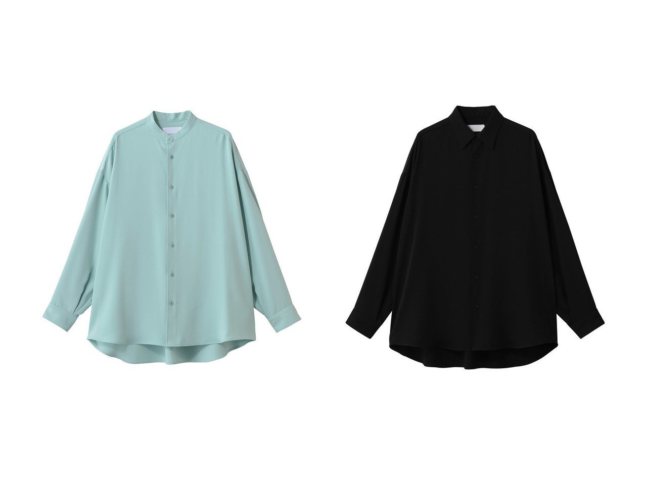 【上品なサテン素材で仕上げたオーバーサイズバンドカラーシャツとレギュラーカラーシャツで楽しむ洗練リラックス】Graphpaper(グラフペーパー)の通販
 おすすめ人気トレンドファッション通販アイテム インテリア・キッズ・メンズ・レディースファッション・服の通販 founy(ファニー) 　ファッション　Fashion　レディースファッション　Fashion for Women　トップス・カットソー　Cut & Sew Tops　シャツ・ブラウス・オフィスカジュアル　Elegant Blouses & Button-Ups　2026年　2026　サテン　Satin, Glossy Fabric　スタイリッシュ　Stylish, Fashionable　スリーブ　Sleeve, Long Sleeve / Short Sleeve　ロング　Long, Long-Length　エレガント 上品　Elegant　夏　Summer　春　Spring　S/S・春夏　SS, Spring/Summer, Warm Season　羽織　Haori, Light Jacket　ブルー系　Blue　|ID:crp329100000226820