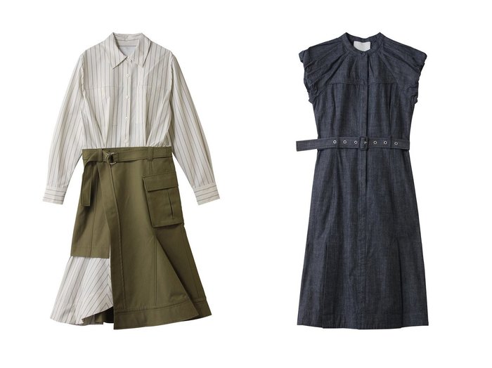 【パフスリーブが映えるデニムドレスと異素材コンビが印象的なシャツドレスで楽しむ洗練シルエット】3.1 Phillip Lim(スリーワン フィリップ リム)の通販
 おすすめ人気トレンドファッション通販アイテム 人気、トレンドファッション・服の通販 founy(ファニー) ファッション Fashion レディースファッション Fashion for Women スカート Skirts ワンピース Dresses フォーマル・パーティードレス・結婚式用ドレス Elegant & Casual Dresses チュニック Tunic Tops & Dresses 2026年 2026 なめらか Smooth, Silky Texture クラシック Classic, Timeless Style ストライプ Stripe, Striped Pattern スリーブ Sleeve, Long Sleeve / Short Sleeve チュニック Tunic, Long Top ドレス Dress, One-Piece フリル Frill, Ruffle ミックス Mix, Mixed Style モダン Modern, Contemporary ラップ Wrap, Wrap Design ロング Long, Long-Length 夏 Summer 春 Spring S/S・春夏 SS, Spring/Summer, Warm Season |ID:crp329100000226822