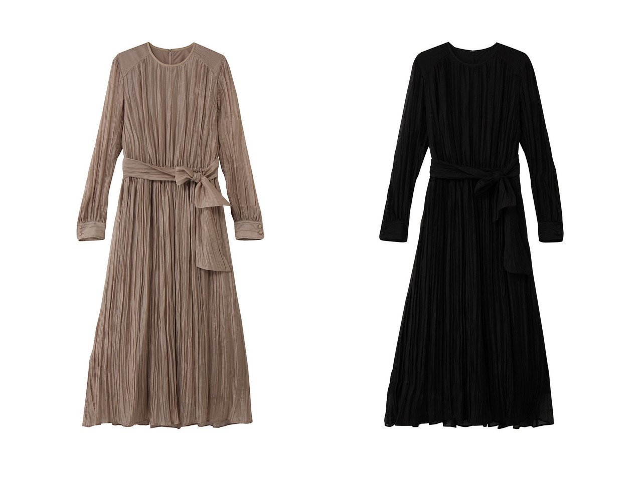 【繊細プリーツとオーガンジーの透け感が映えるボウタイワンピースで楽しむ上品な華やぎ】DESIGN WORKS(デザイン ワークス)の通販
 おすすめ人気トレンドファッション通販アイテム インテリア・キッズ・メンズ・レディースファッション・服の通販 founy(ファニー) 　ファッション　Fashion　レディースファッション　Fashion for Women　ワンピース　Dresses　チュニック　Tunic Tops & Dresses　2026年　2026　オケージョン　Occasion Wear　オーガンジー　Organza Fabric　シンプル　Simple, Minimal　チュニック　Tunic, Long Top　フェミニン　Feminine, Girly　プリーツ　Pleats, Pleated　リラックス　Relax, Relaxed Fit　ロング　Long, Long-Length　エレガント 上品　Elegant　夏　Summer　春　Spring　S/S・春夏　SS, Spring/Summer, Warm Season　レッド系　Red　ブラック系　Black　|ID:crp329100000226826