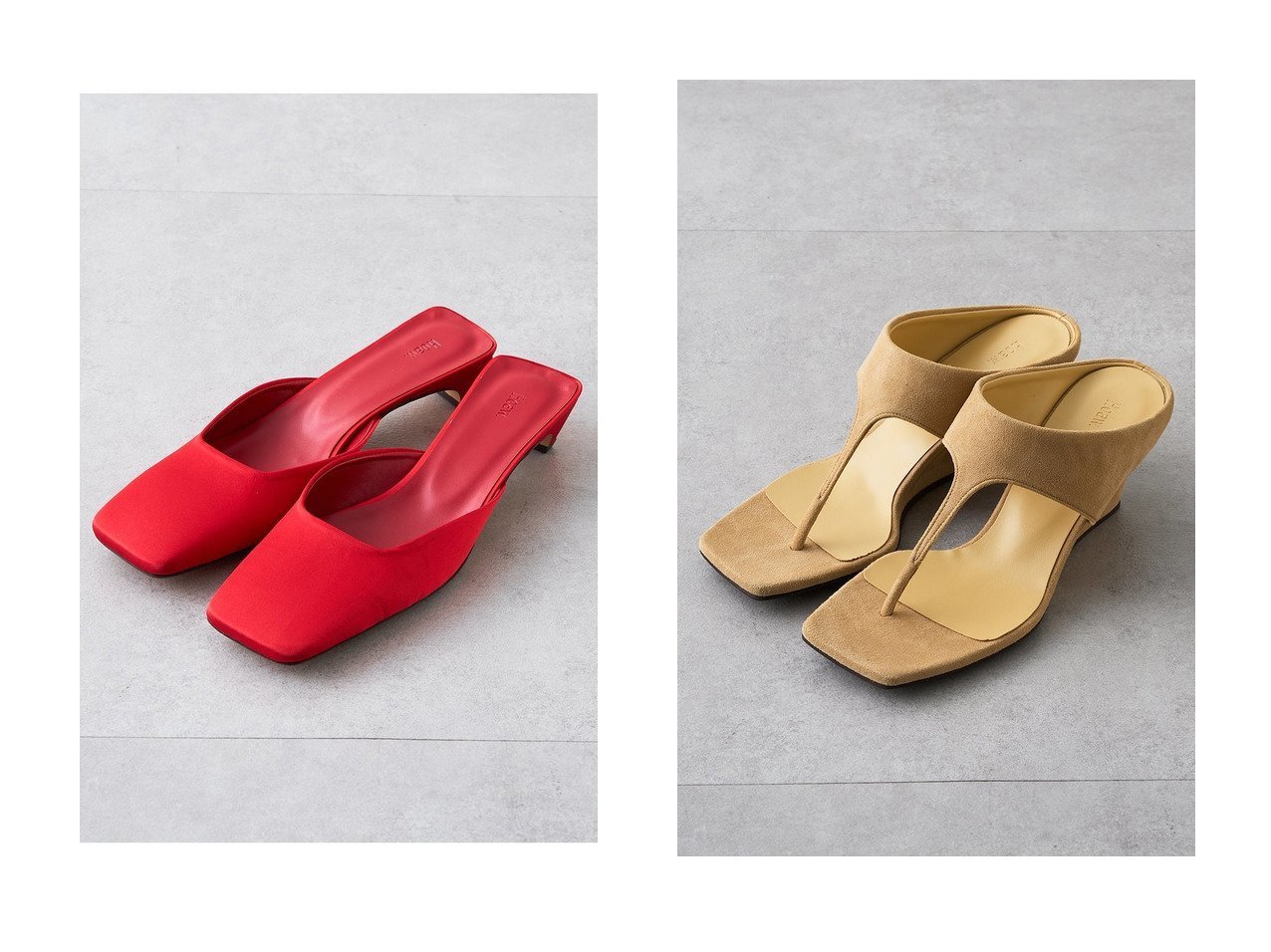 【安定感のあるウェッジトングサンダルと上品な光沢が映えるサテンミュールで整える洗練した足元】Whim Gazette(ウィムガゼット)の通販
 おすすめ人気トレンドファッション通販アイテム インテリア・キッズ・メンズ・レディースファッション・服の通販 founy(ファニー) 　ファッション　Fashion　レディースファッション　Fashion for Women　アクセサリー　Fashion Accessories　エレガント 上品　Elegant　春　Spring　サテン　Satin, Glossy Fabric　サンダル　Sandals, Summer Shoes　シューズ　Shoes, Footwear　シンプル　Simple, Minimal　トレンド　Trend, Trending Now　S/S・春夏　SS, Spring/Summer, Warm Season　夏　Summer　2026年　2026　ブラウン系　Brown　オレンジ系　Orange　|ID:crp329100000226837