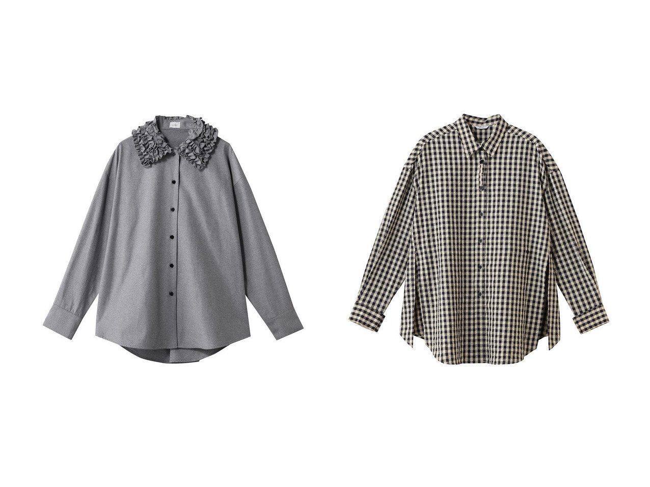 【アレンジが楽しめるオーバーサイズ2WAYシャツとフリルカラーが映えるオックスフォードシャツで広がる洗練スタイル】MANOF(マノフ)の通販
 おすすめ人気トレンドファッション通販アイテム インテリア・キッズ・メンズ・レディースファッション・服の通販 founy(ファニー) 　ファッション　Fashion　レディースファッション　Fashion for Women　トップス・カットソー　Cut & Sew Tops　シャツ・ブラウス・オフィスカジュアル　Elegant Blouses & Button-Ups　2026年　2026　クラシカル　Classical, Vintage-Inspired　シンプル　Simple, Minimal　スラックス　Slacks, Dress Pants　スリーブ　Sleeve, Long Sleeve / Short Sleeve　デニム　Denim, Jeans Material　フリル　Frill, Ruffle　ロング　Long, Long-Length　エレガント 上品　Elegant　夏　Summer　春　Spring　S/S・春夏　SS, Spring/Summer, Warm Season　ホワイト系　White　|ID:crp329100000226840