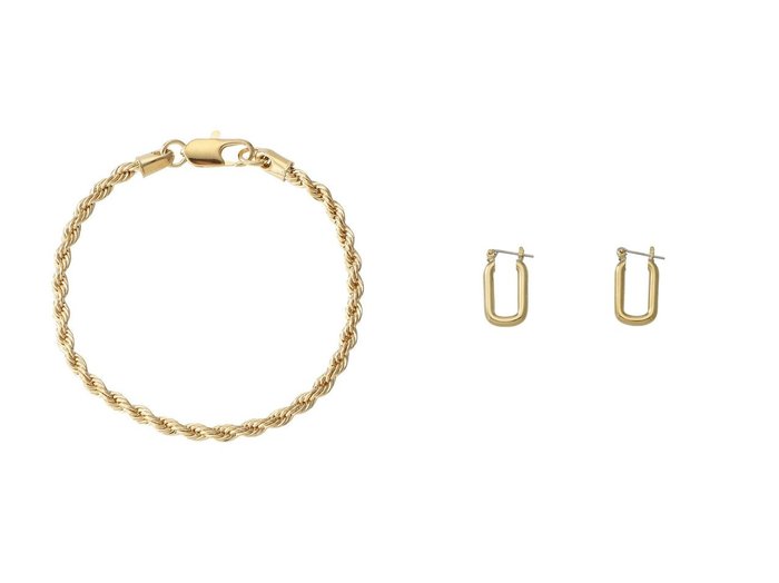 【ゴールドの輝きが映えるフープピアスとロープチェーンブレスレットで添える洗練アクセント】LAURA LOMBARDI(ローラロンバルディ)の通販
 おすすめ人気トレンドファッション通販アイテム 人気、トレンドファッション・服の通販 founy(ファニー) ファッション Fashion レディースファッション Fashion for Women ジュエリー Jewelry チェーン＆カフブレスレット Cuff & Chain Bracelets バングル・カフブレスレット Bangles & Cuff Bracelets ファッションリング Fashion Rings イヤリング・フープ・ドロップタイプ Hoop, Drop & Clip Earrings おすすめ Recommended / Our Picks シンプル Simple, Minimal セットアップ Set-Up, Coordinated Outfit ブレスレット Bracelet, Wristband エレガント 上品 Elegant |ID:crp329100000226842