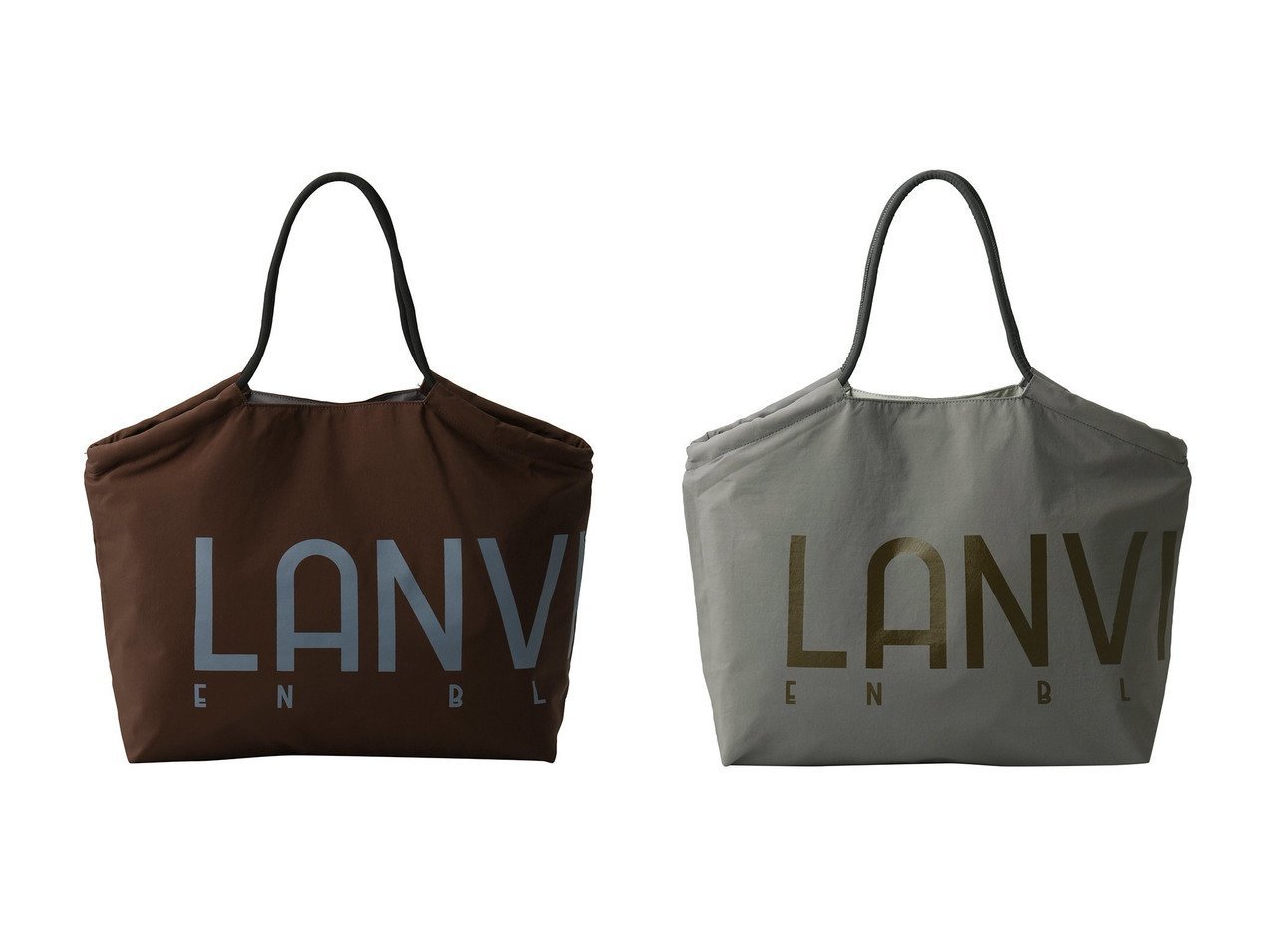 【大胆なロゴと実用性を備えた大容量デザインで日常に馴染むドロストトートバッグ】LANVIN en Bleu(ランバン オン ブルー)の通販
 おすすめ人気トレンドファッション通販アイテム インテリア・キッズ・メンズ・レディースファッション・服の通販 founy(ファニー) 　ファッション　Fashion　レディースファッション　Fashion for Women　バッグ　Bags　2026年　2026　ポケット　Pocket, Pocket Detail　夏　Summer　旅行　Travel　春　Spring　S/S・春夏　SS, Spring/Summer, Warm Season　ブラウン系　Brown　グレー系　Gray　ブラック系　Black　|ID:crp329100000226866